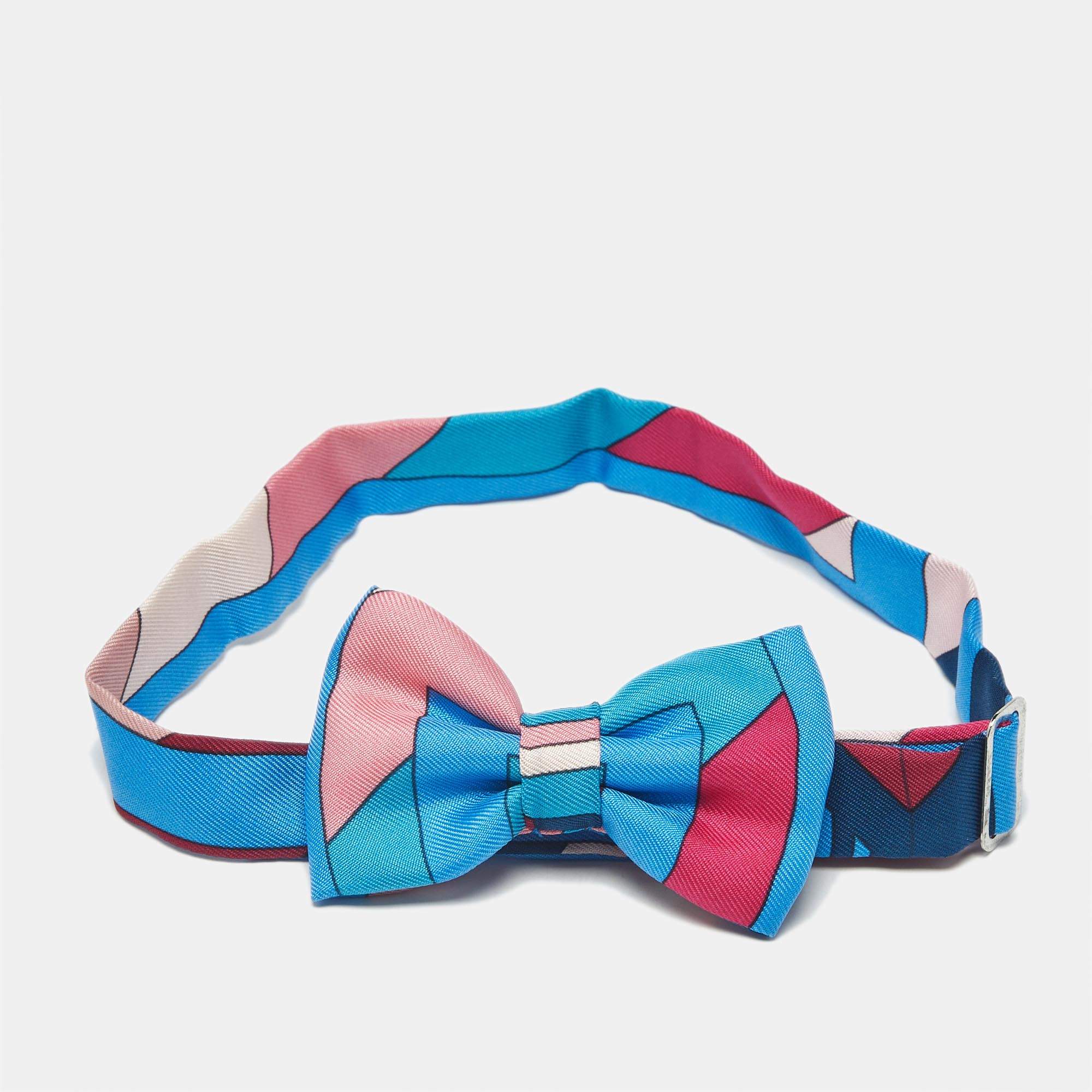 مملوكة مسبقًا Hermes Blue Printed Silk Petite Bow Tie