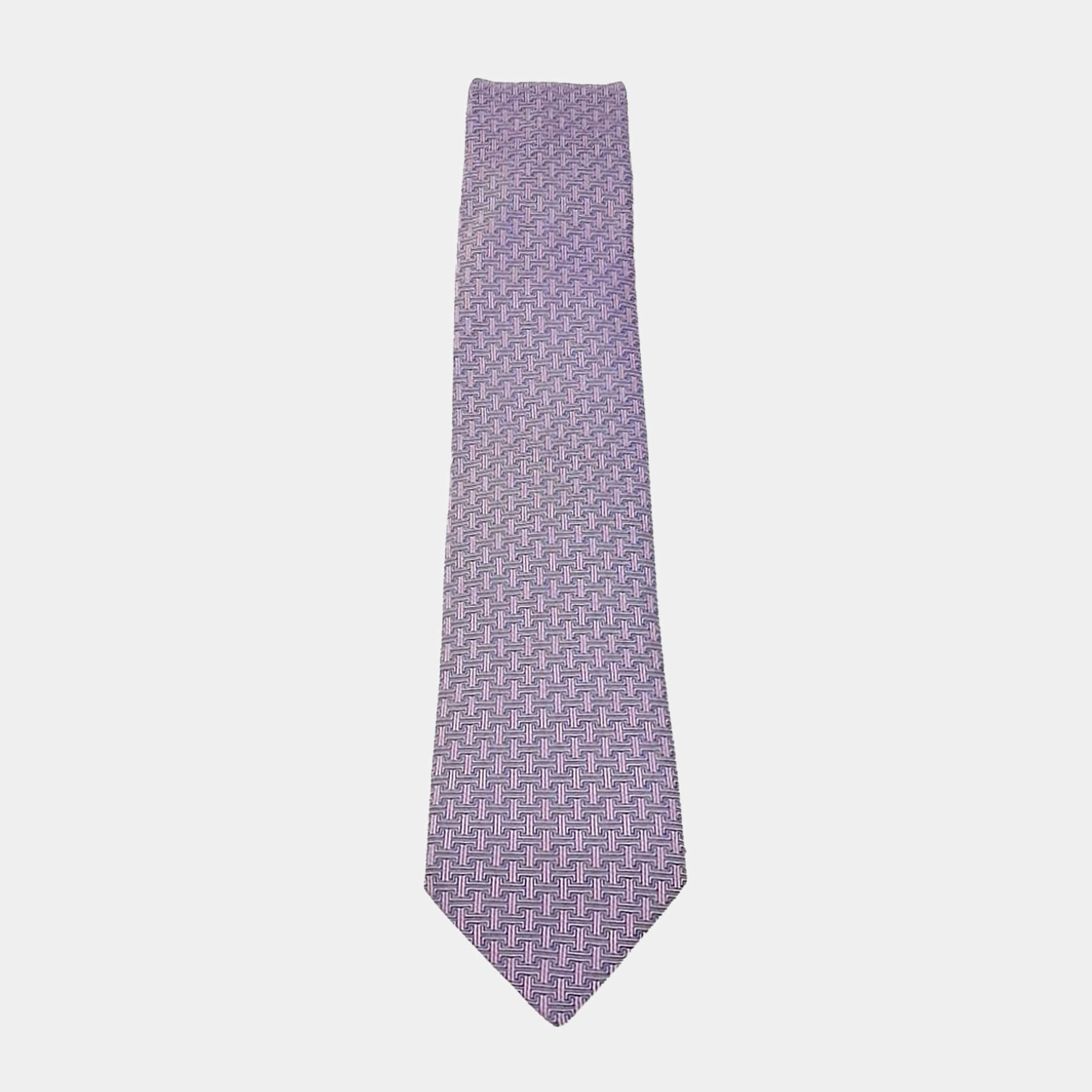 Pre Owned Hermes Silk Violet Tie