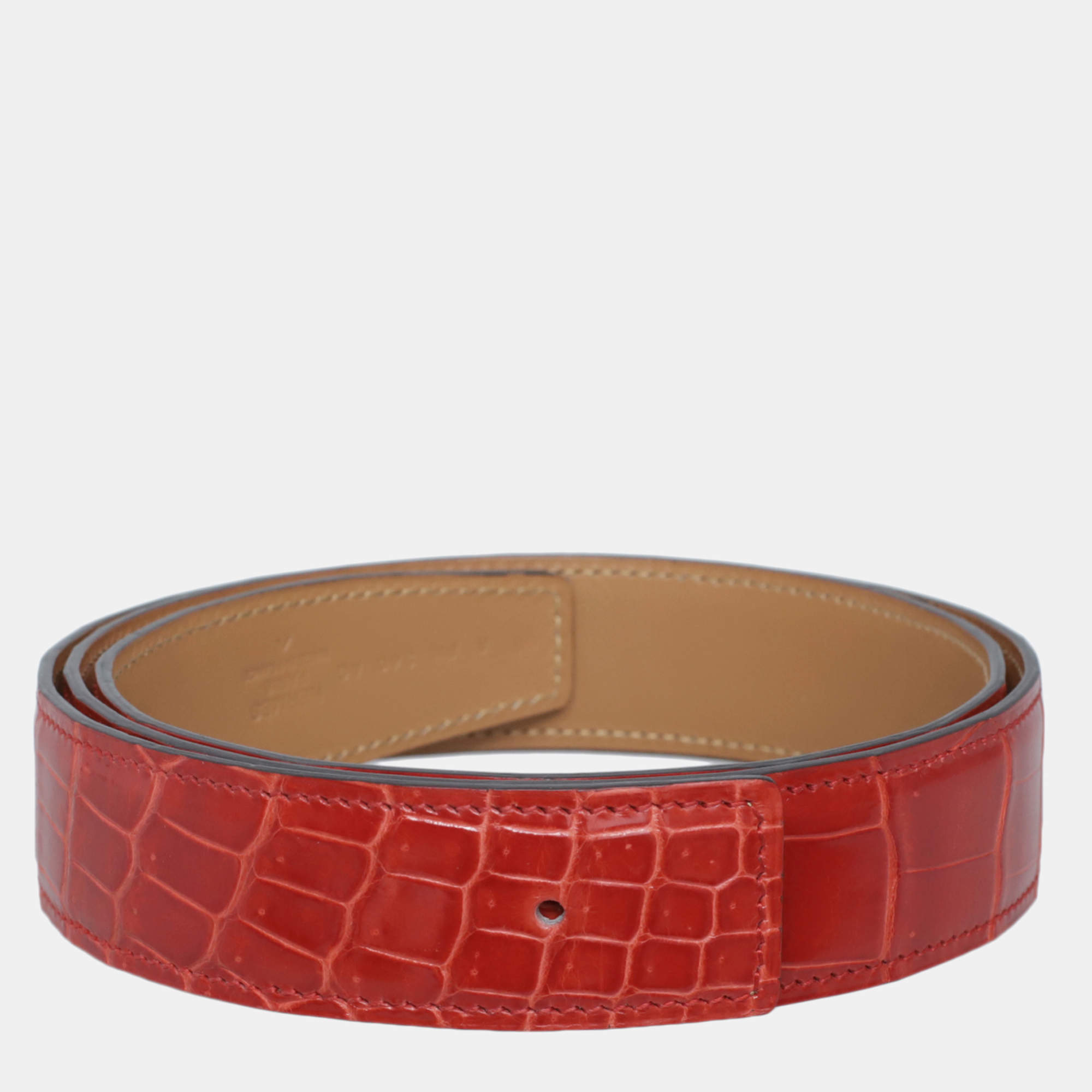 Pre Owned Hermes Shiny Porosus Crocodile Belt