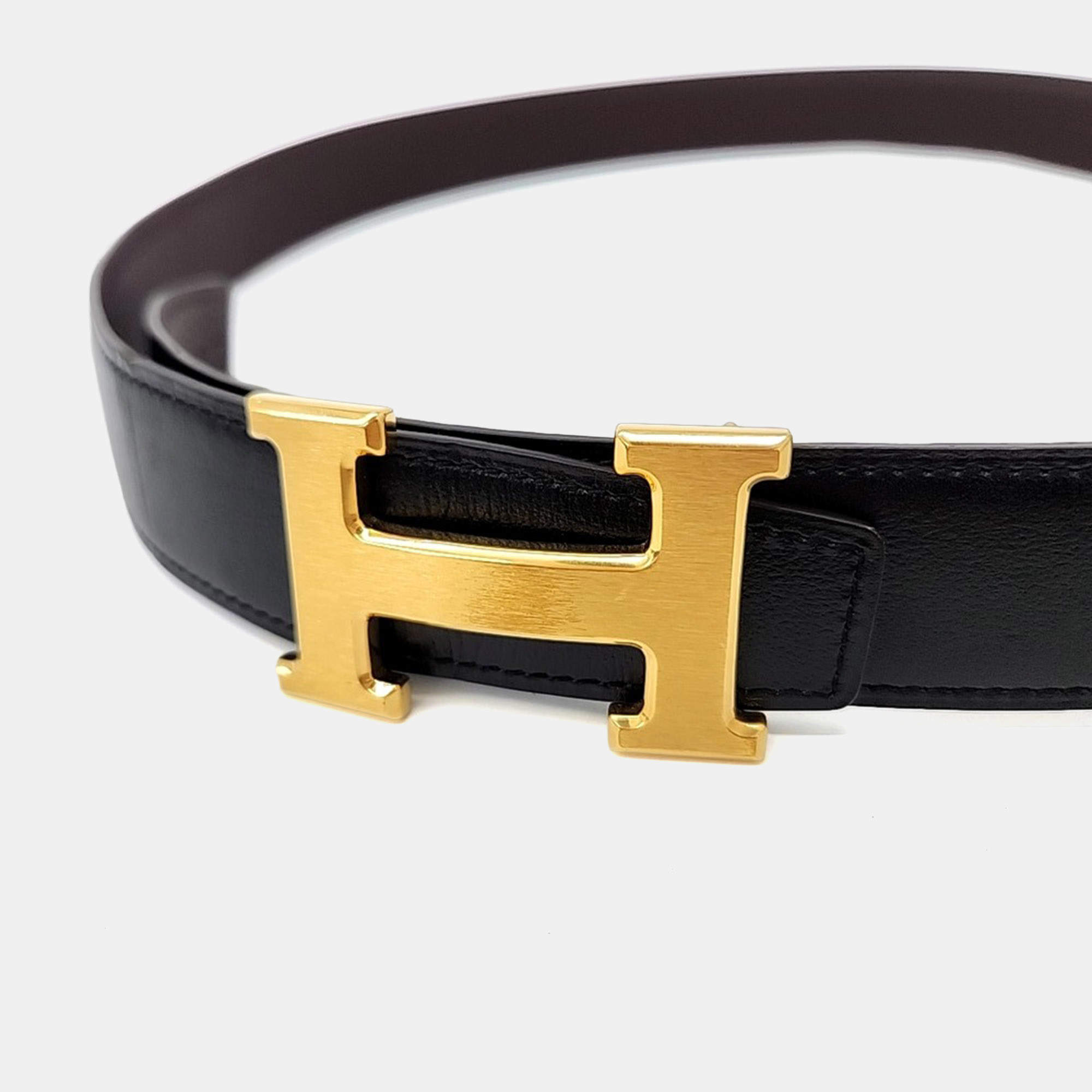 Hermes Black/Brown Leather H Buckle Reversible Belt 80 CM Hermes | TLC