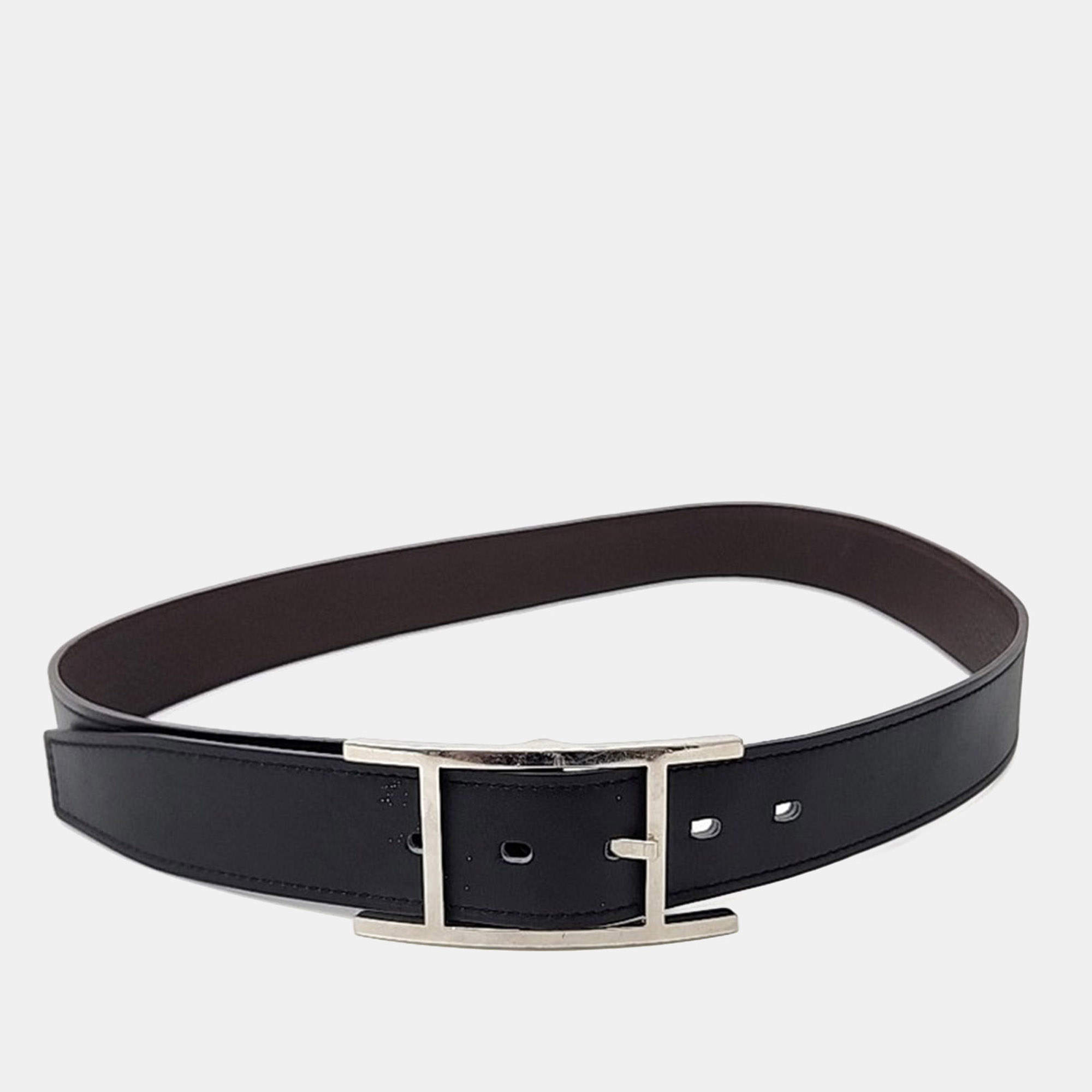 مملوكة مسبقًا Hermes Black Reversible Belt (X)