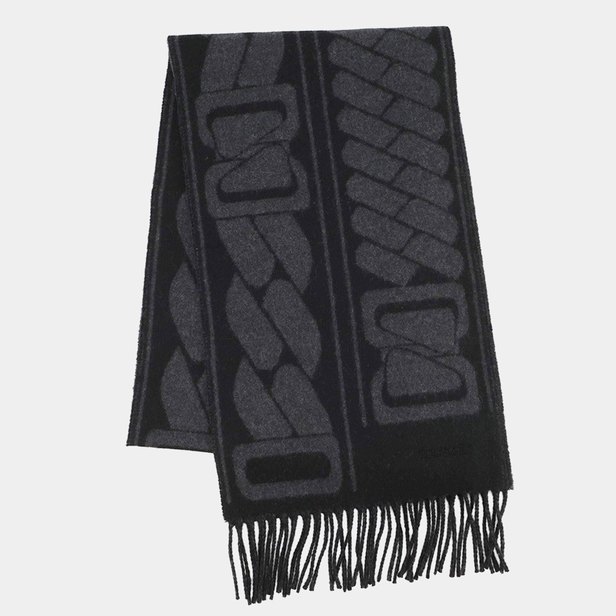 مملوكة مسبقًا Hermes Scarf Clic Se Nue Black/Anthracitoh 05 Cashmere100%