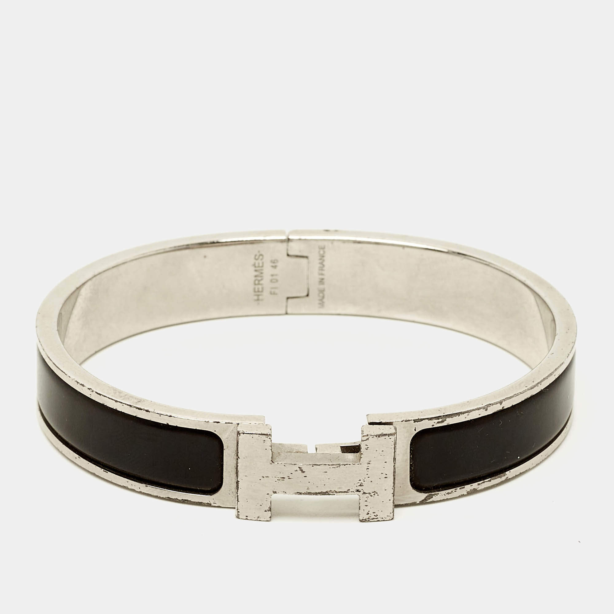 Pre Owned Hermès Clic HH Enamel Palladium Plated Bracelet 