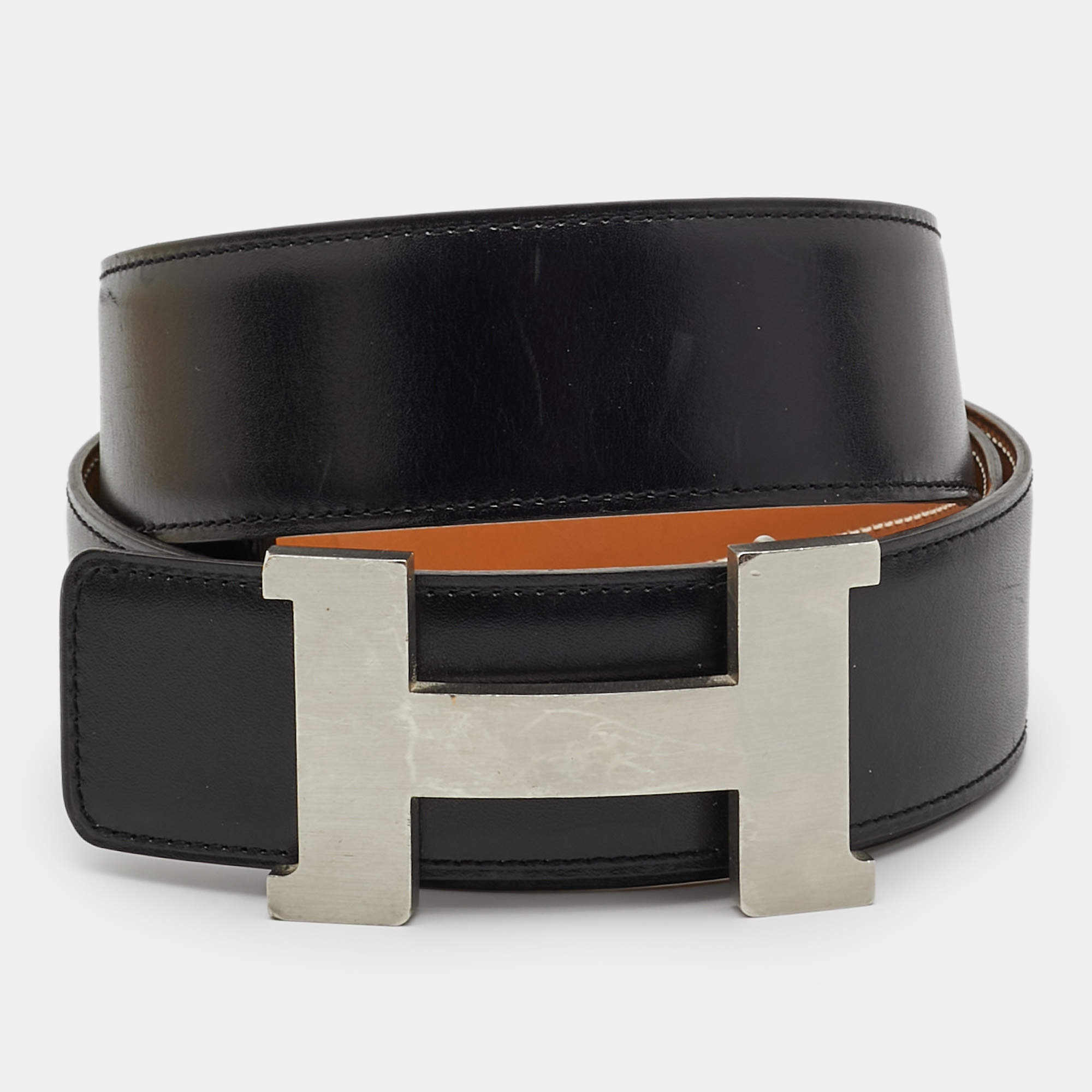Pre Owned Hermès Constance 2 Reversible 105CM Buckle Black/Gold Box Leather