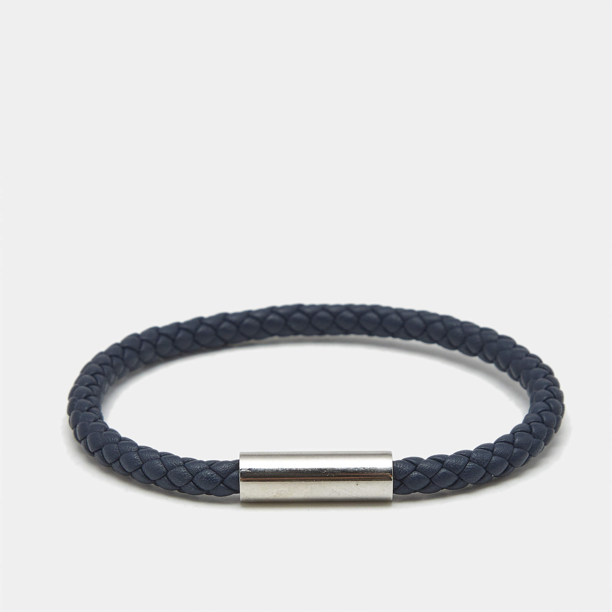 Pre Owned Hermès Goliath Leather Silver Tone Bracelet