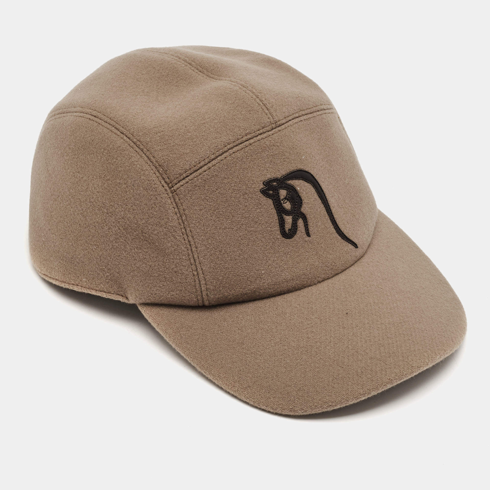 Pre Owned Hermes Brown Cheval au Trait Wool Nevada Cap Size 58