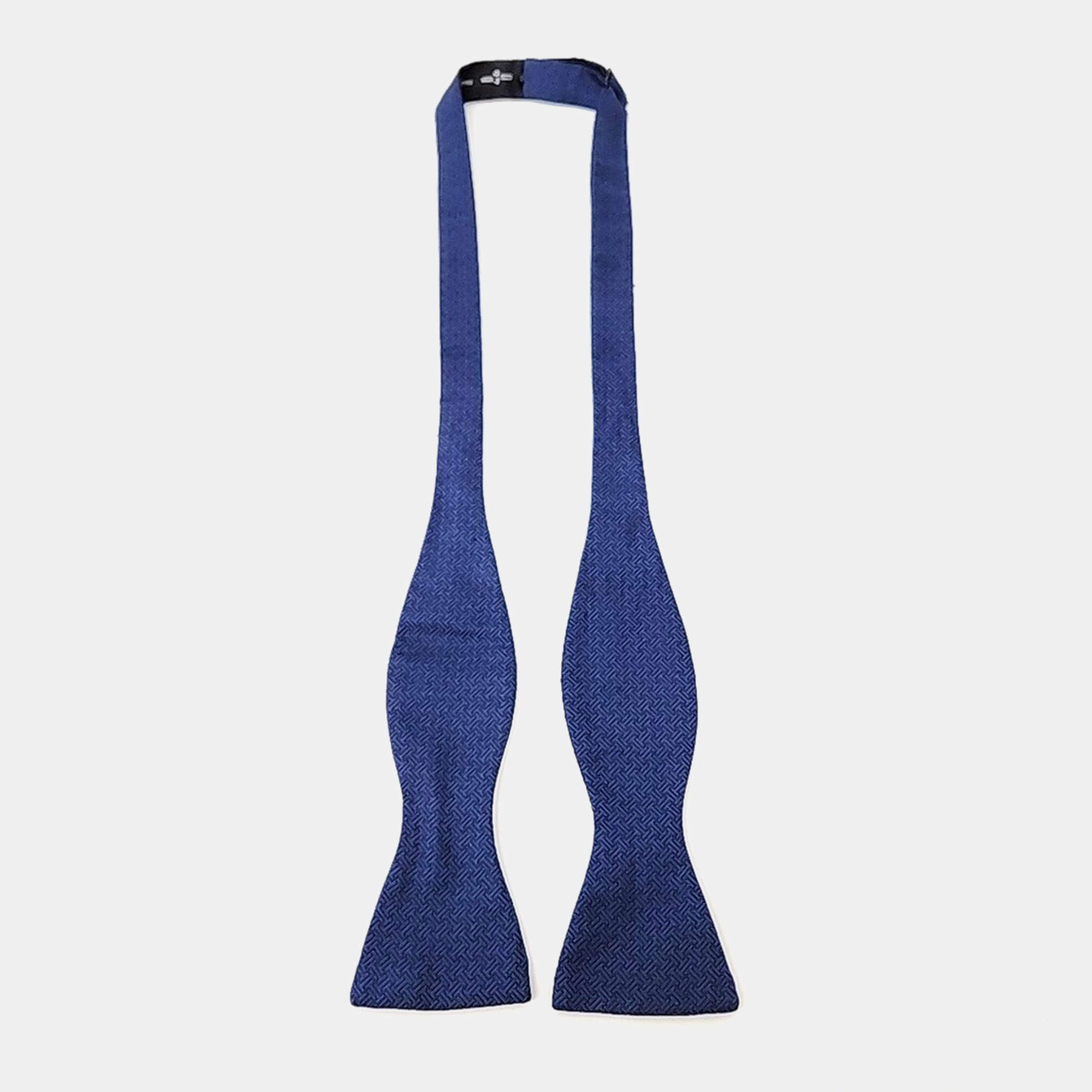Pre Owned Hermes Silk Blue Bow Tie