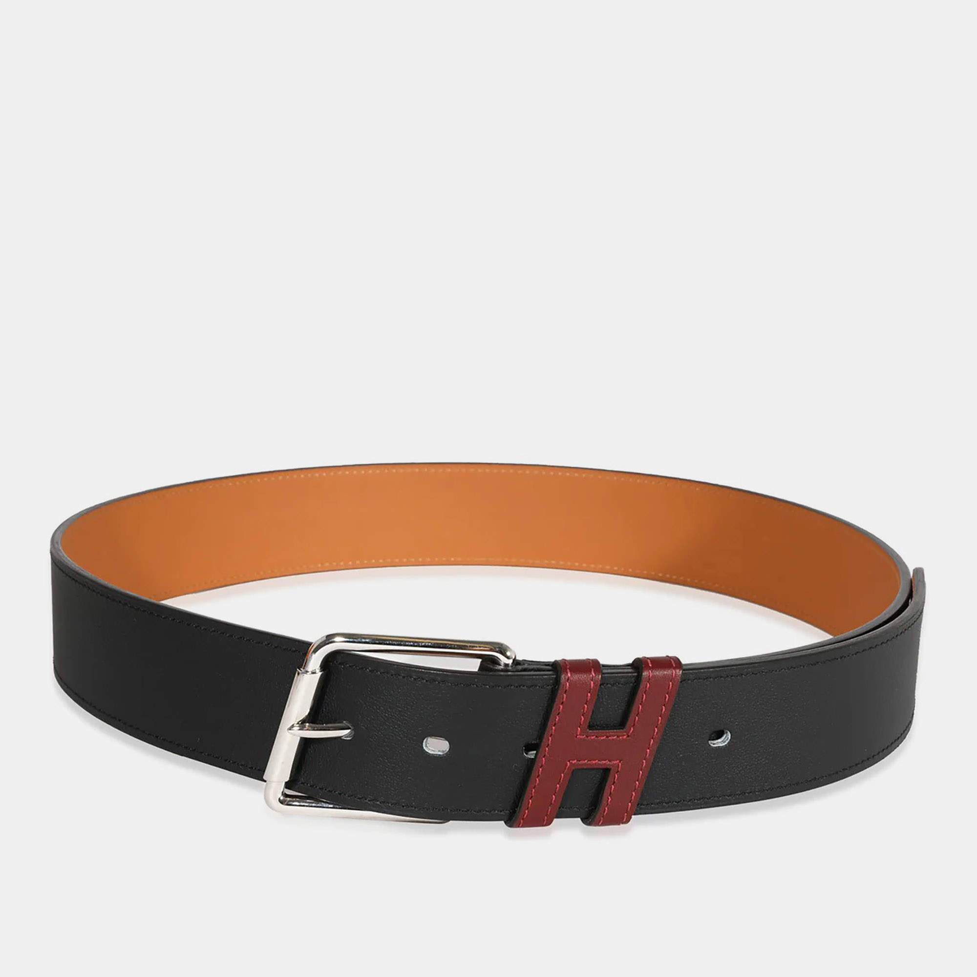 Pre Owned Hermes Noir & Gold Sombrero Partner 40 Belt 90