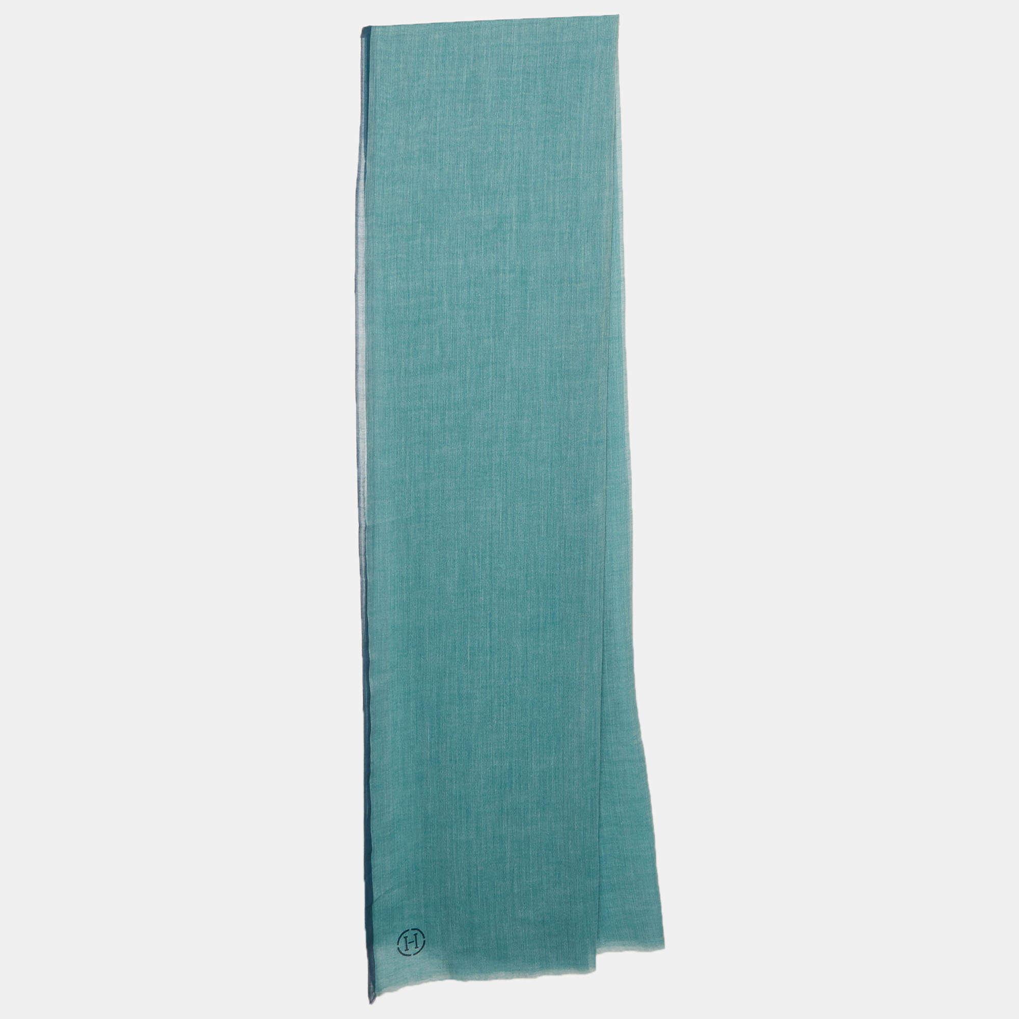 مملوكة مسبقًا Hermès Blue Cotton Naoshima Fringed Muffler Scarf
