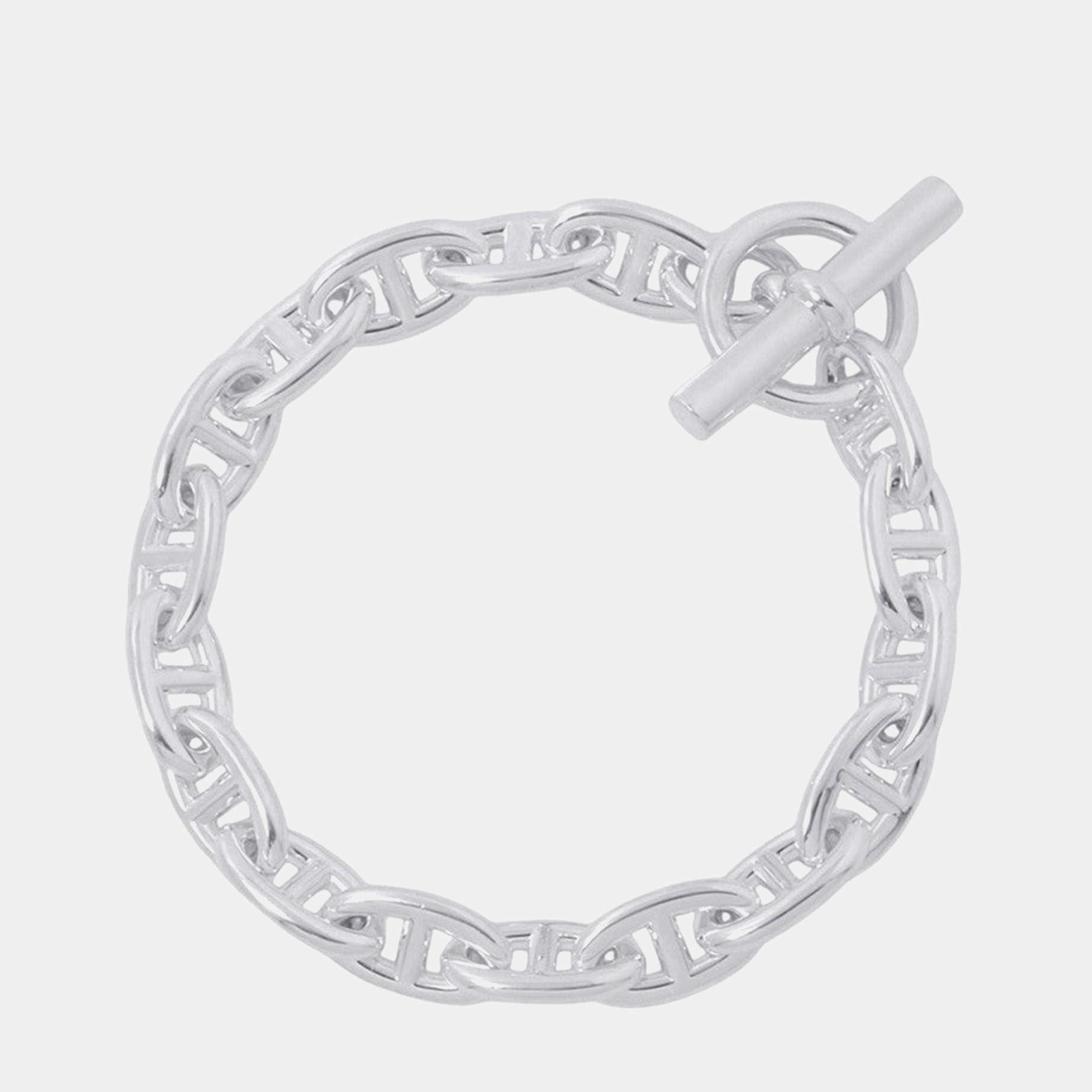 Pre Owned Hermes Chaine D'Ancre Bracelet 17 Frames Size Gm Sv925