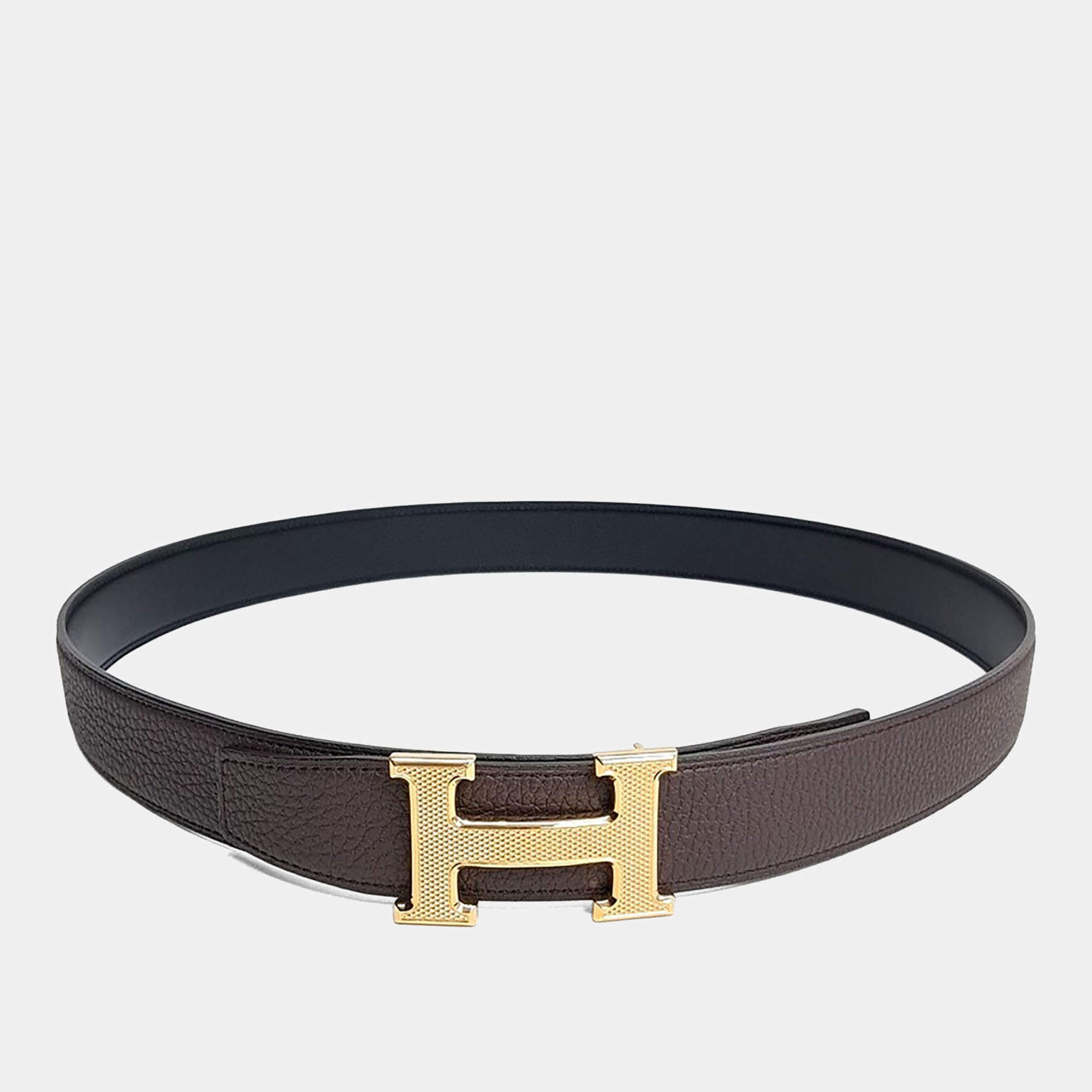 Pre Owned Hermès Leather H Reversible Belt (Z)