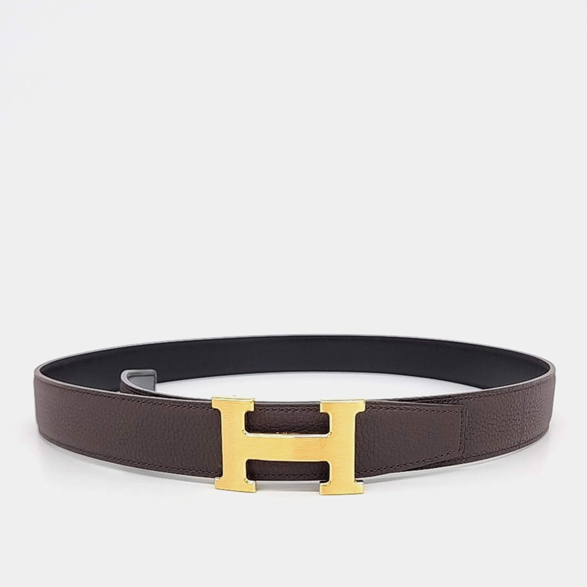 Pre Owned Hermès Leather H Reversible Belt (B)