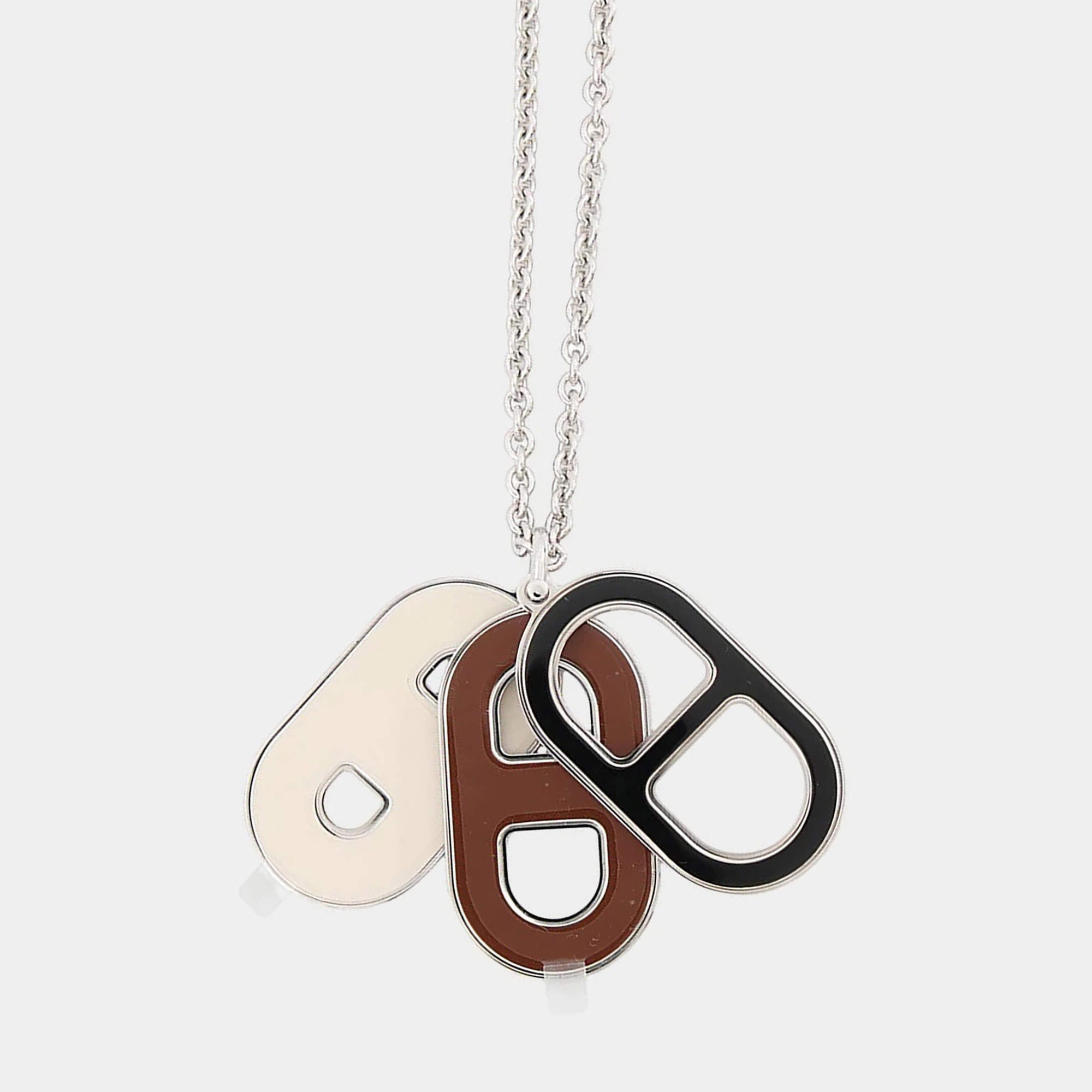 Pre Owned Hermes Maillon Deep Necklace Dune Metal Lacquer