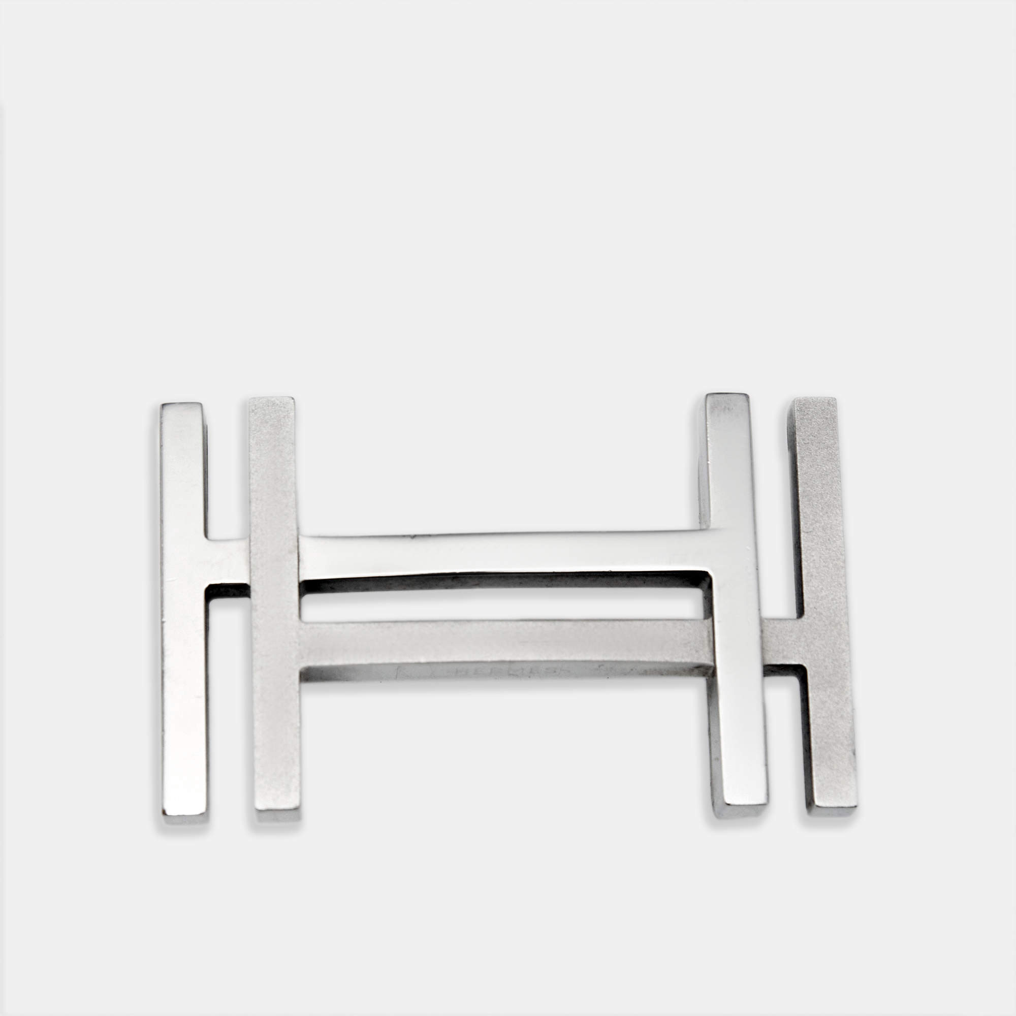 Pre Owned Hermes H Au Carre Palladium Finish Belt Buckle