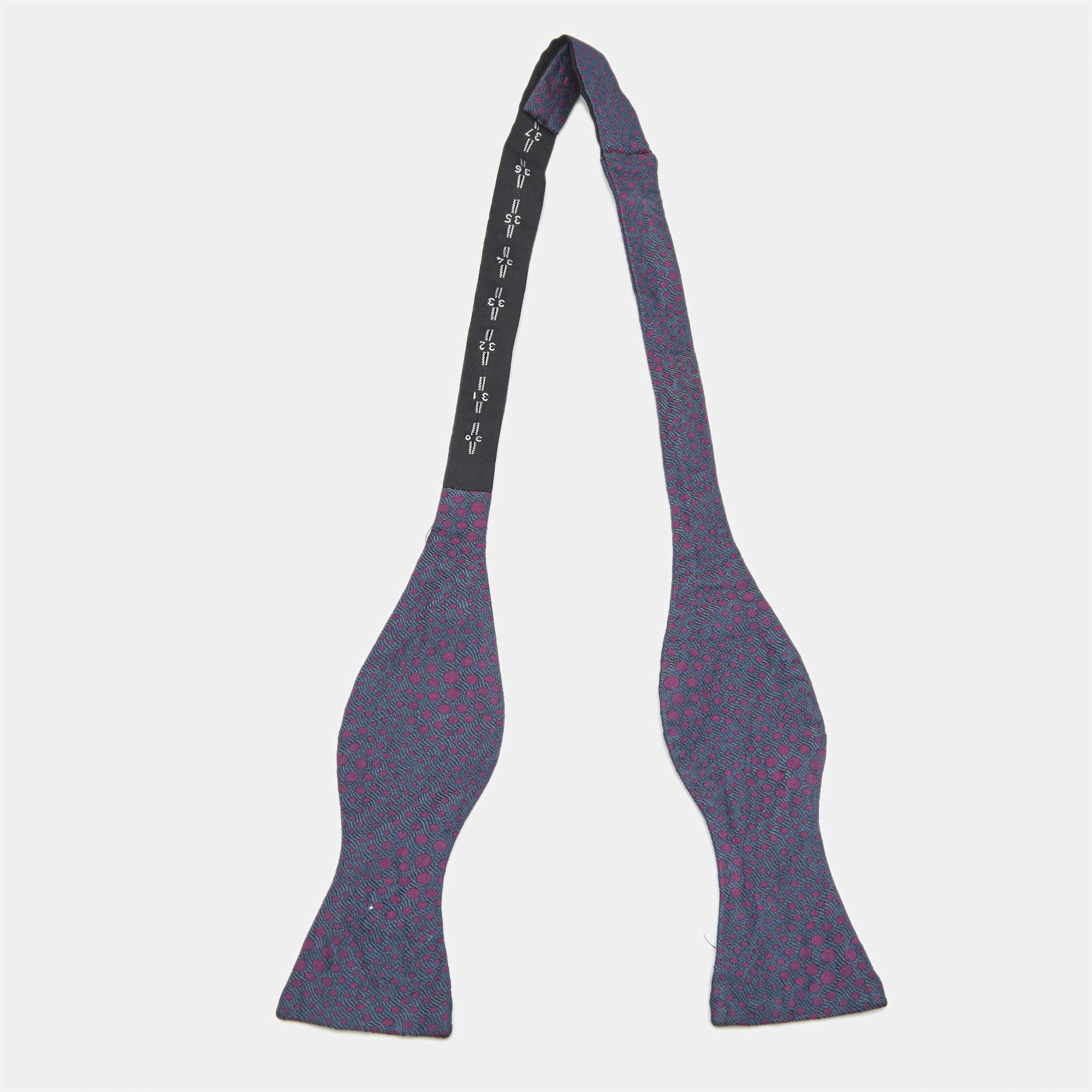 Pre Owned Hermès Purple Dotted Waves Silk Jacquard Adjustable Bow Tie