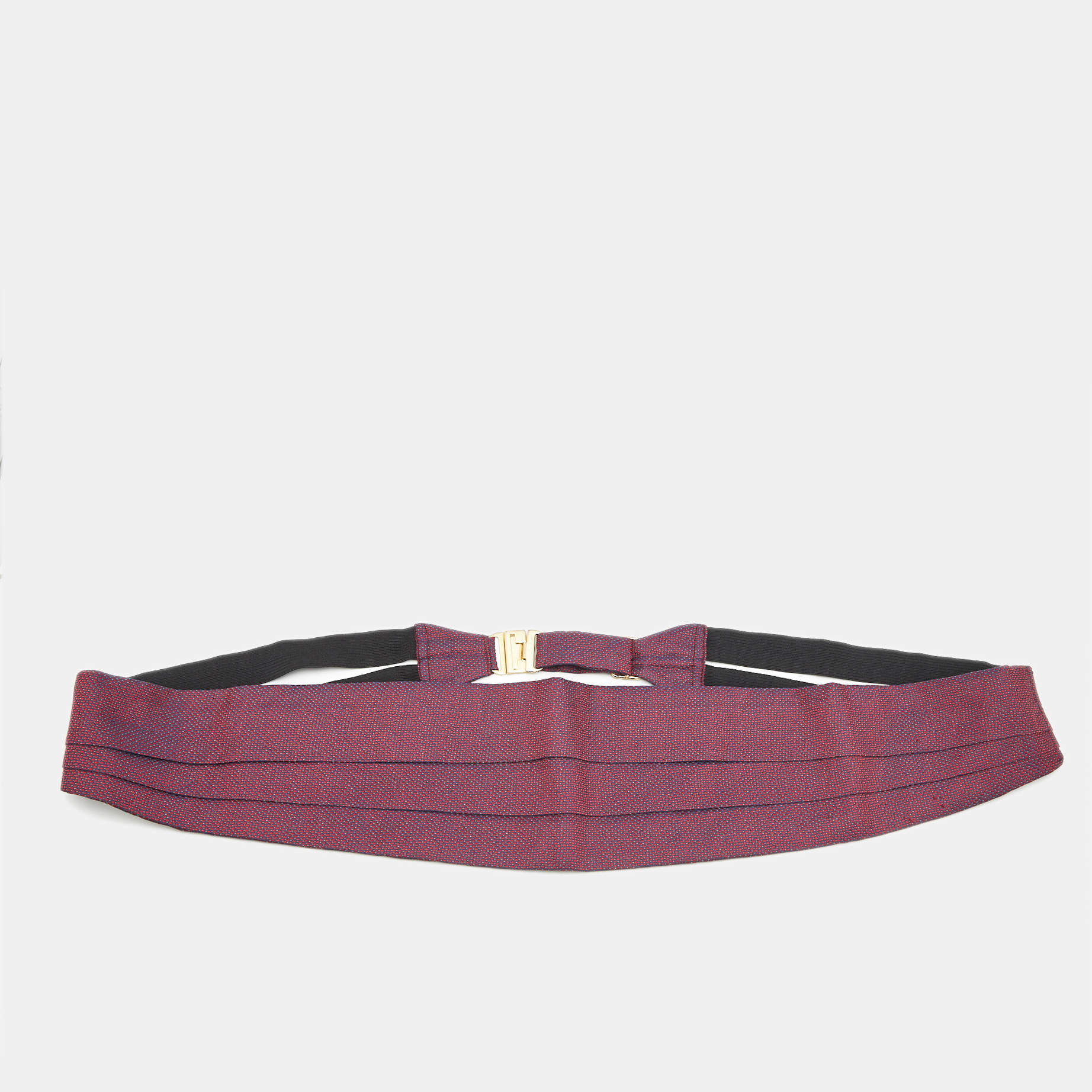 مملوكة مسبقًا Hermès Red/Navy Blue Silk Jacquard Tuxedo Belt One Size