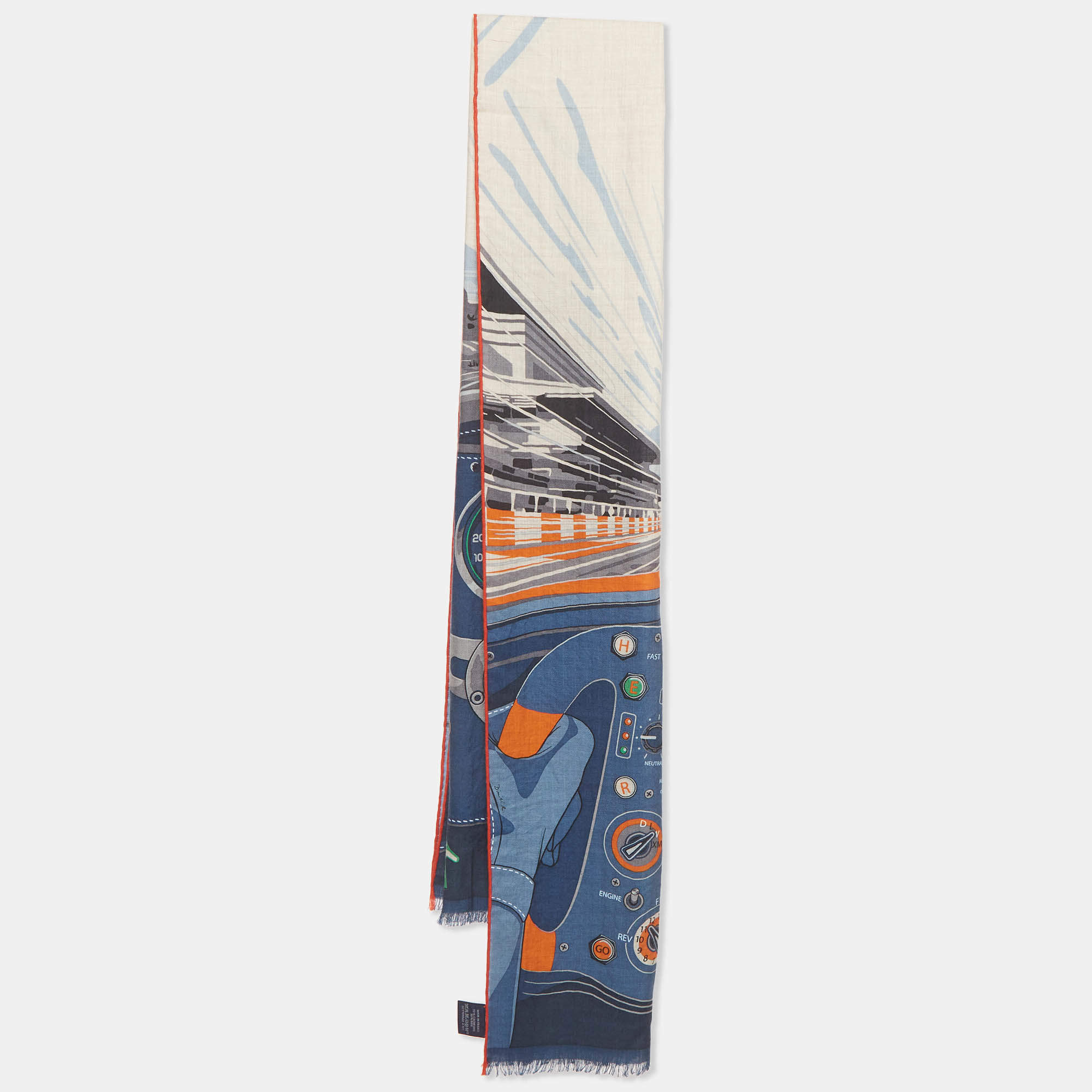 Pre Owned Hermès Blue Cashmere Blend Formule Chic Scarf 90