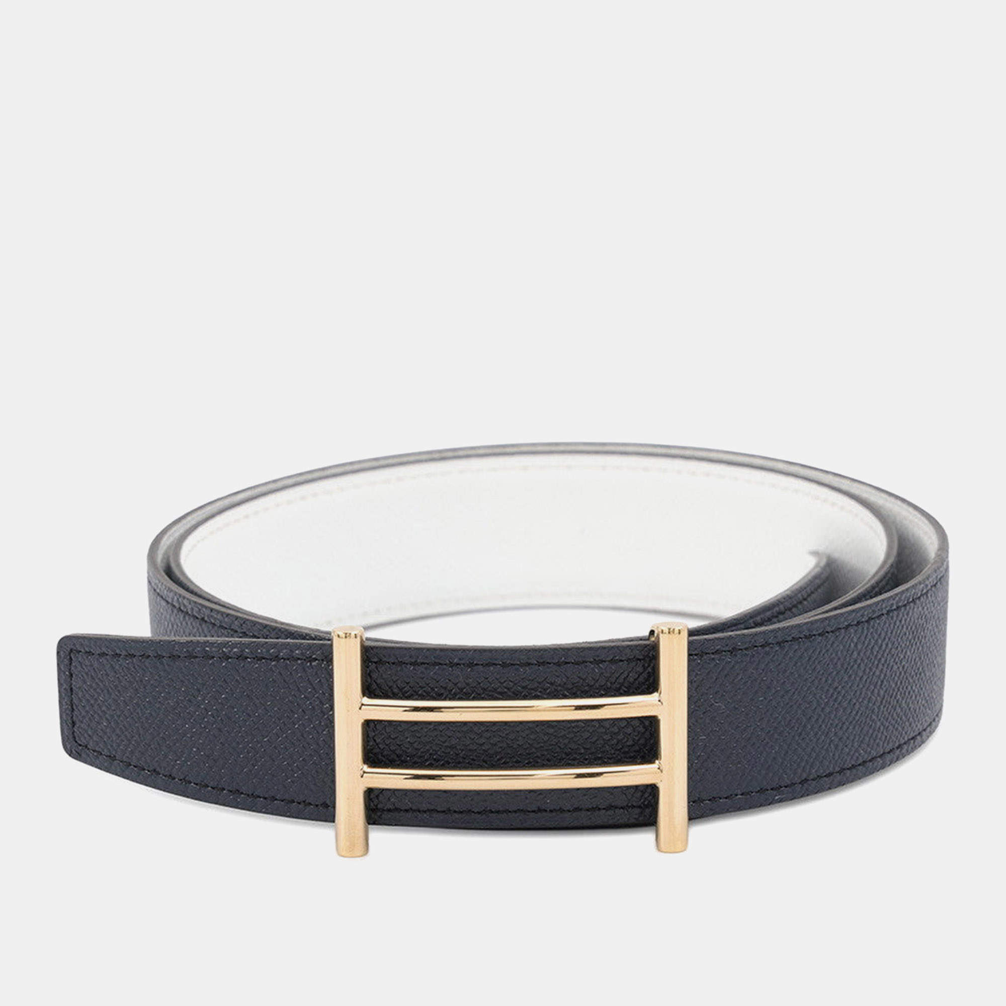 Pre Owned Hermes Rider Belt Size 90 Caban/White Epsom