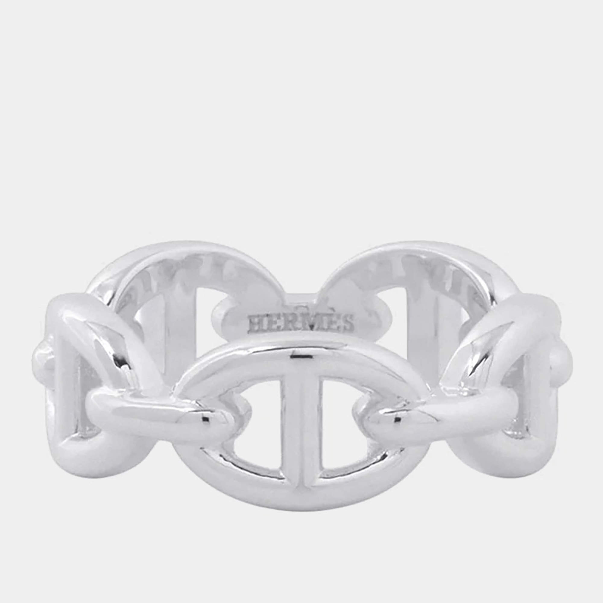 مملوكة مسبقًا Hermes Chaine D'Ancre Anchene Ring Size Pm/52/#12 Sv925