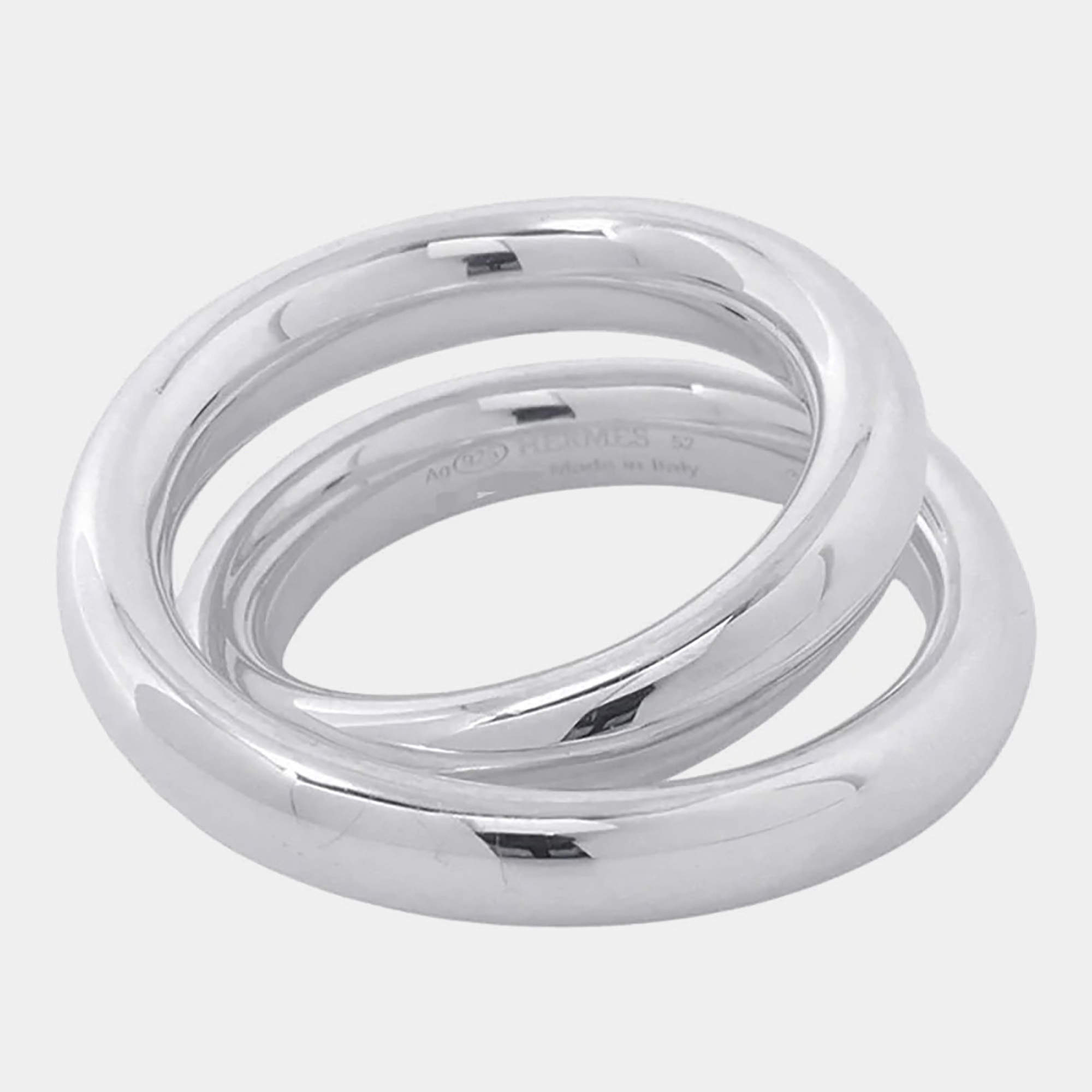 Pre Owned Hermes Caba Cityslide Clutchertige Ring Size 52/#12 Sv925
