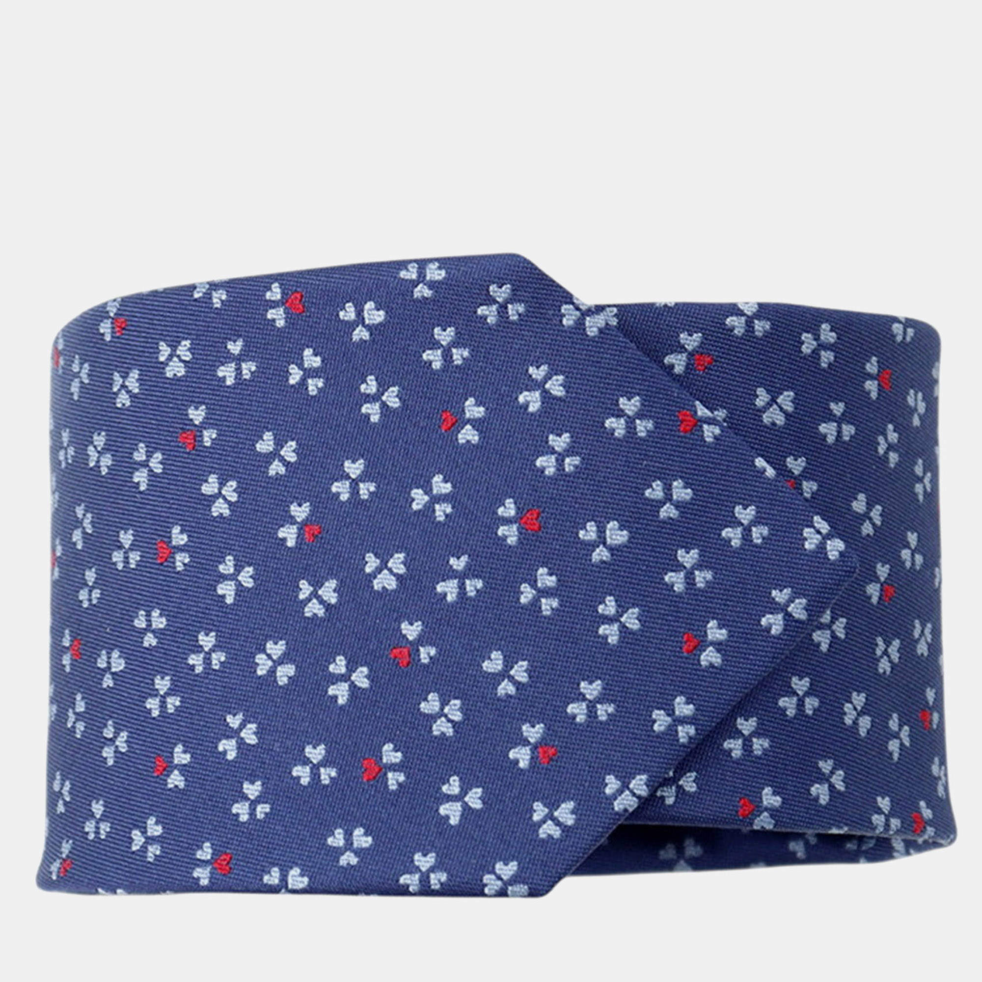 مملوكة مسبقًا Hermes Marine Ciel Rouge Silk Tie