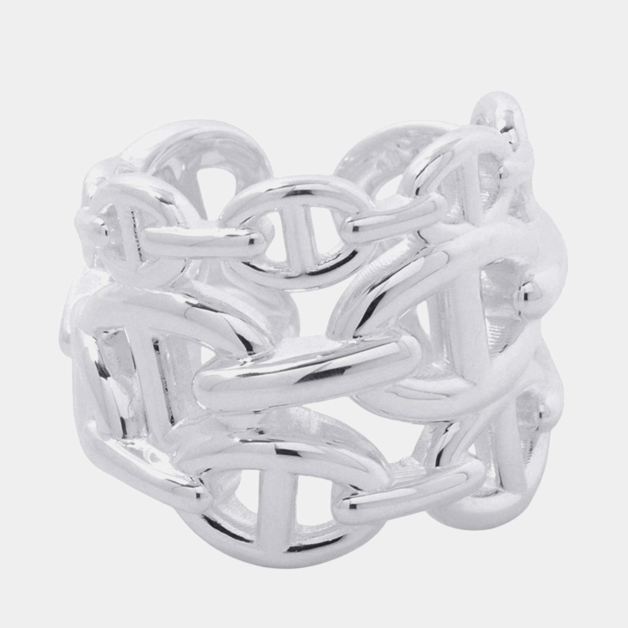 مملوكة مسبقًا Hermes Chaine d'Ancre Anchene Ring Size GM Silver Sterling Silver Ring Size 52