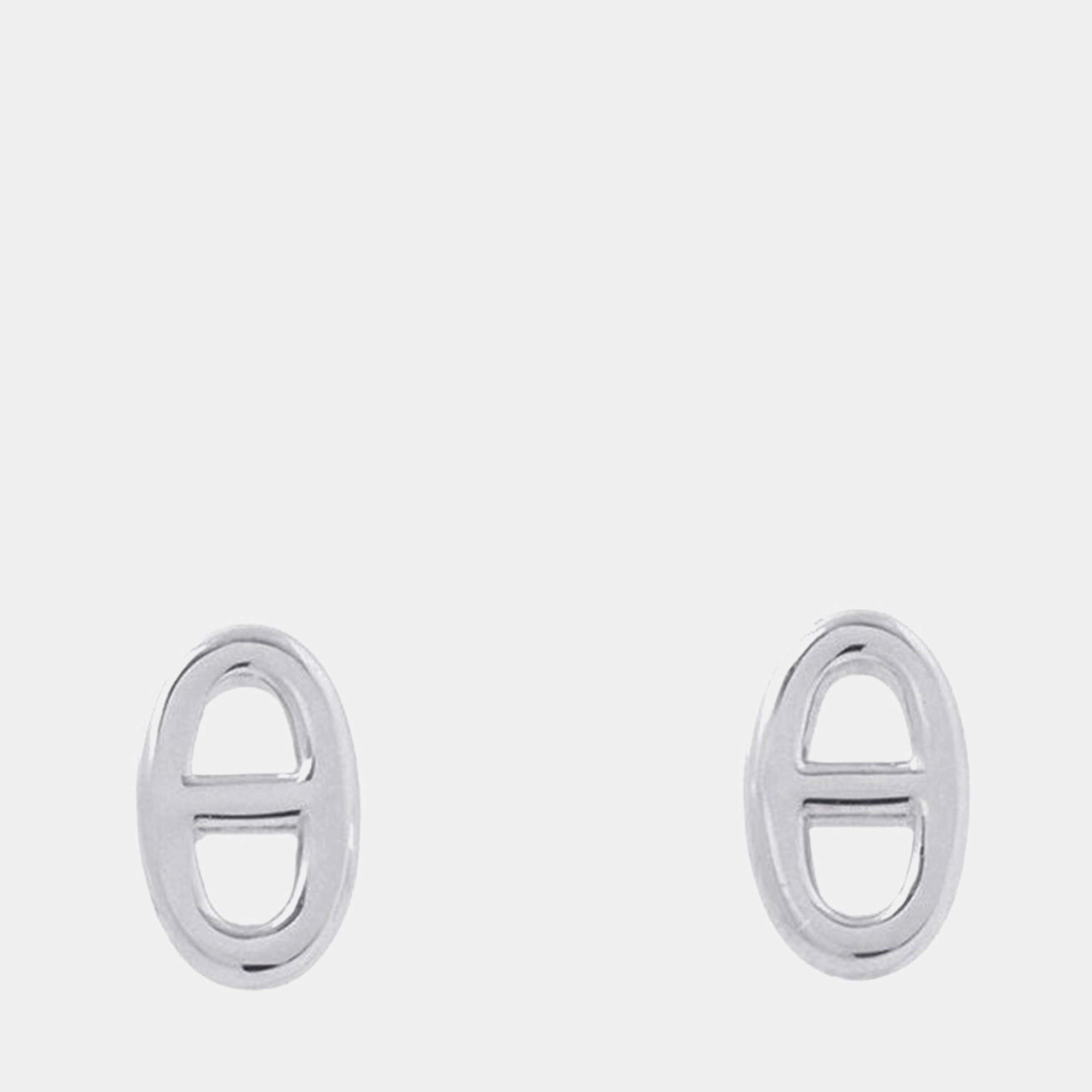 Pre Owned Hermes Chaine d'Ancre Farandole TPM Sterling Silver Earrings