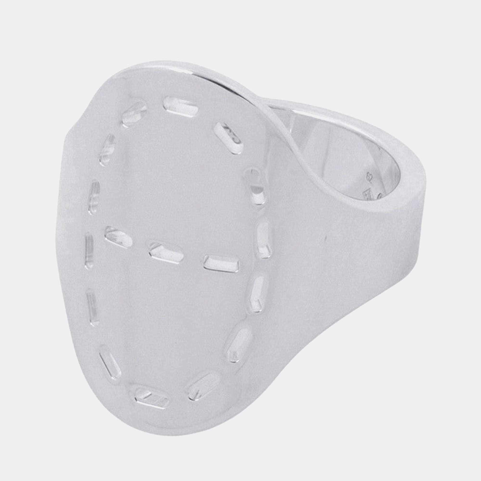 مملوكة مسبقًا Hermes Point Sellier TGM Silver 925 Sterling Silver Ring Size 62