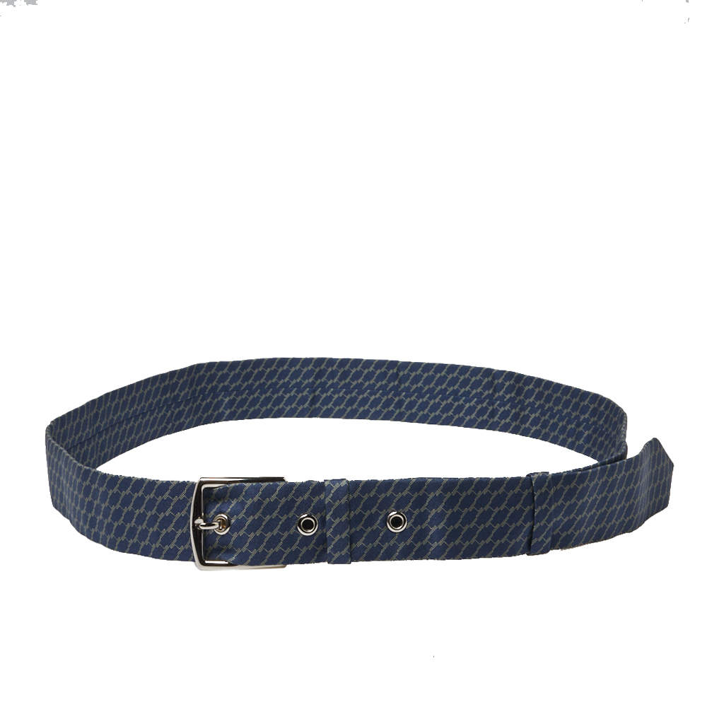 Pre Owned Hermès Blue H Print Silk Twill Capri Belt