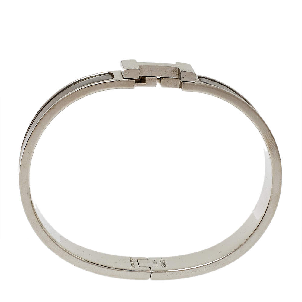 Hermès Enamel Clic HH So Black Bracelet - Black, Palladium-Plated Cuff,  Bracelets - HER531546