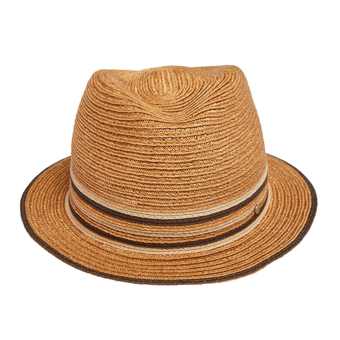 Pre Owned Hermes Brown Striped Detail Hemp Claudio Hat (59)