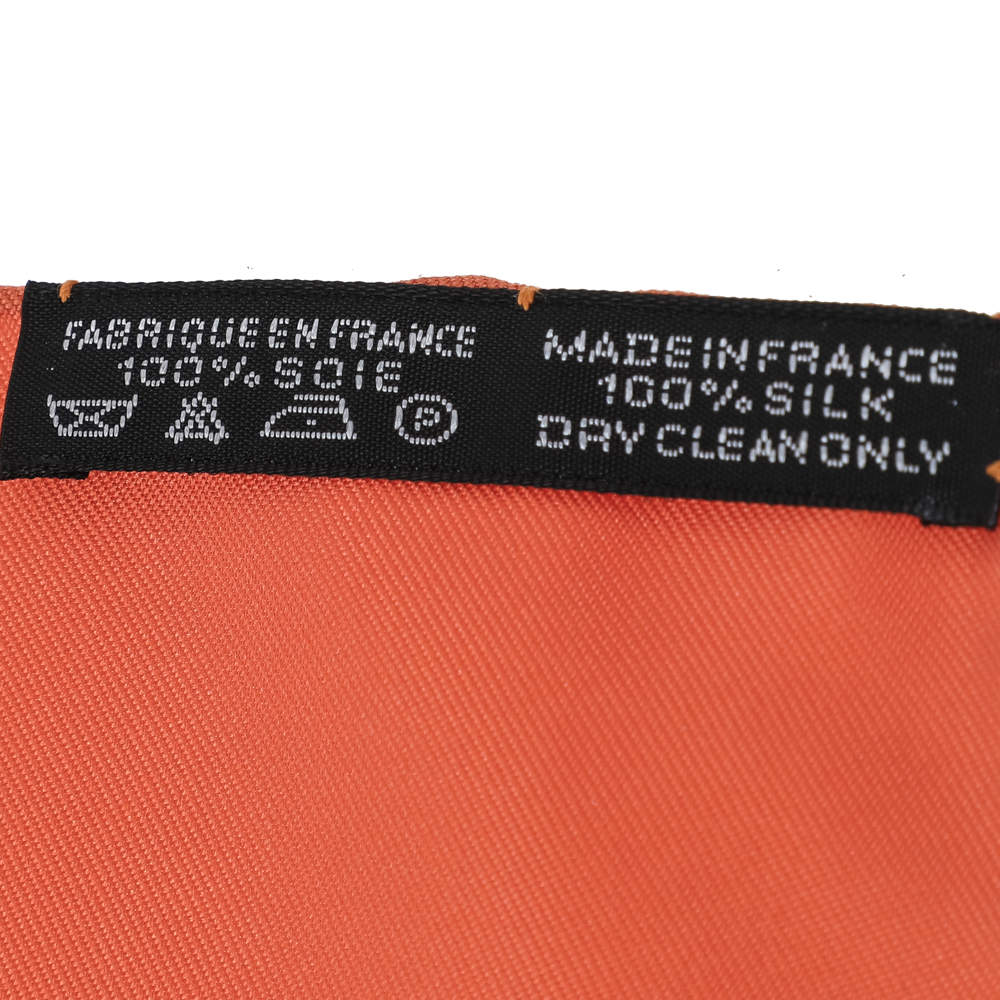 Hermes Orange Chaine D'Ancre Silk Pocket Square Hermes | The Luxury Closet