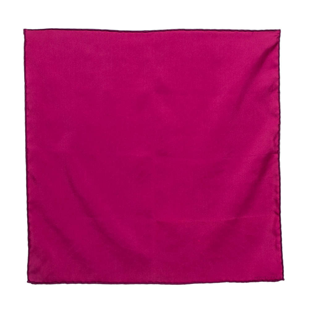 Pre Owned Hermes Magenta Silk Pocket Square