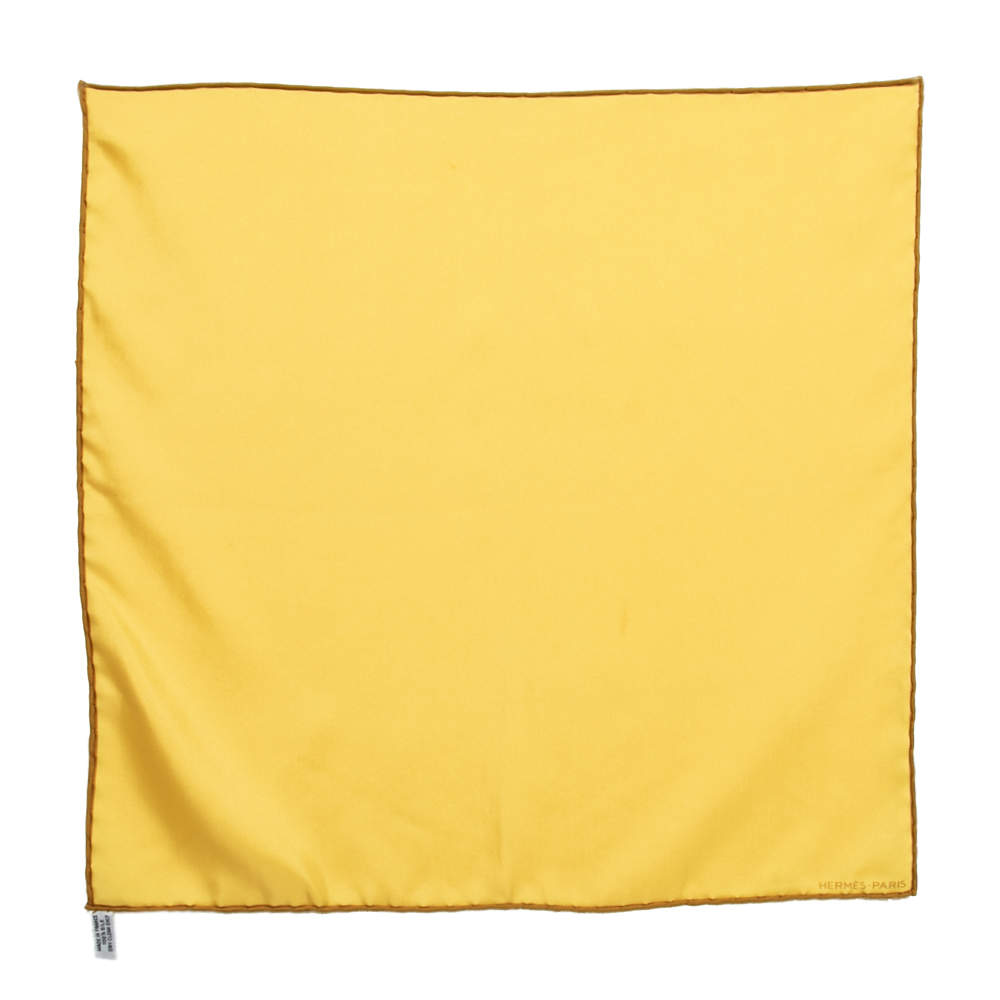 Pre Owned Hermes Yellow Silk Pocket Square