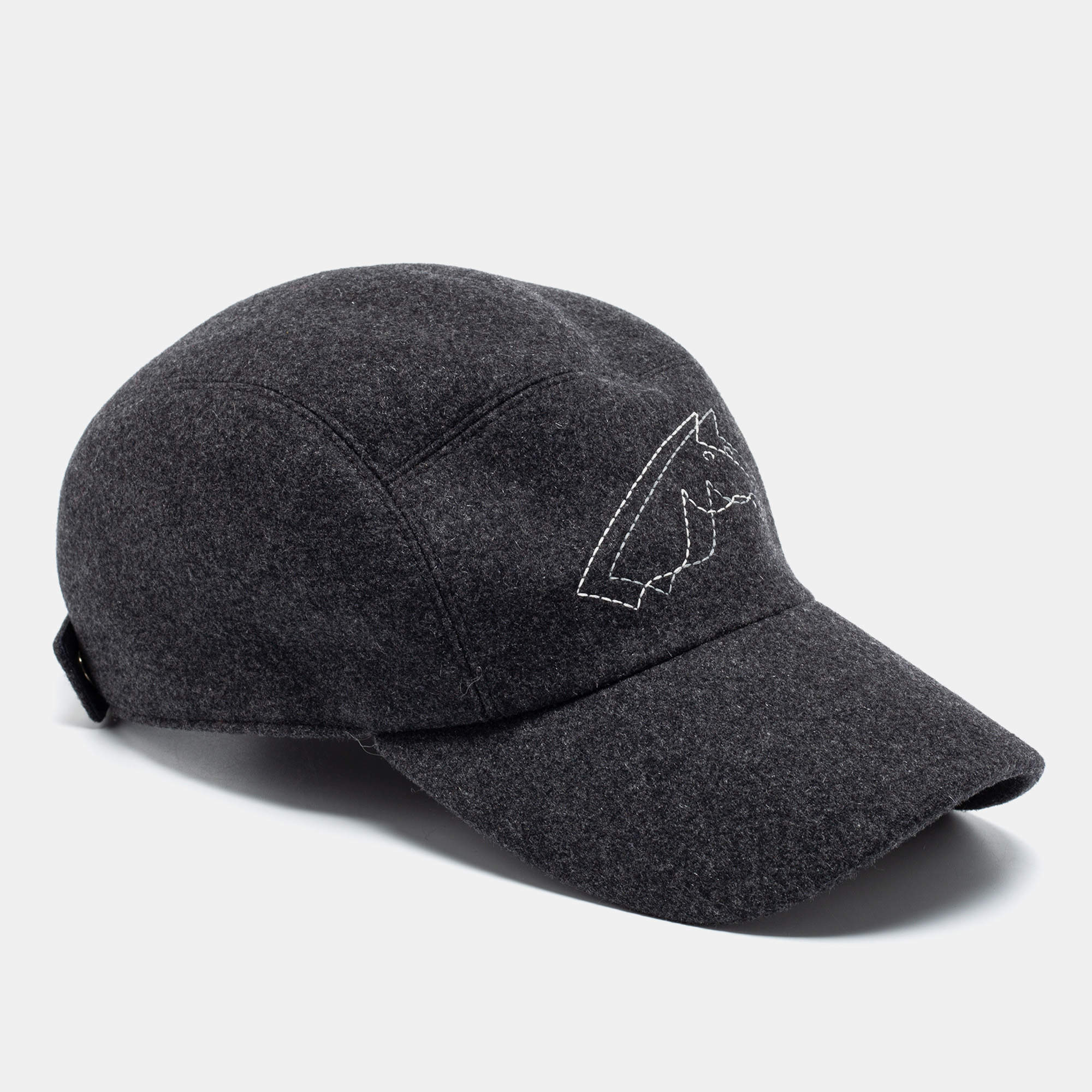 Hermès Charcoal Grey Cashmere Nevada Baseball Cap L