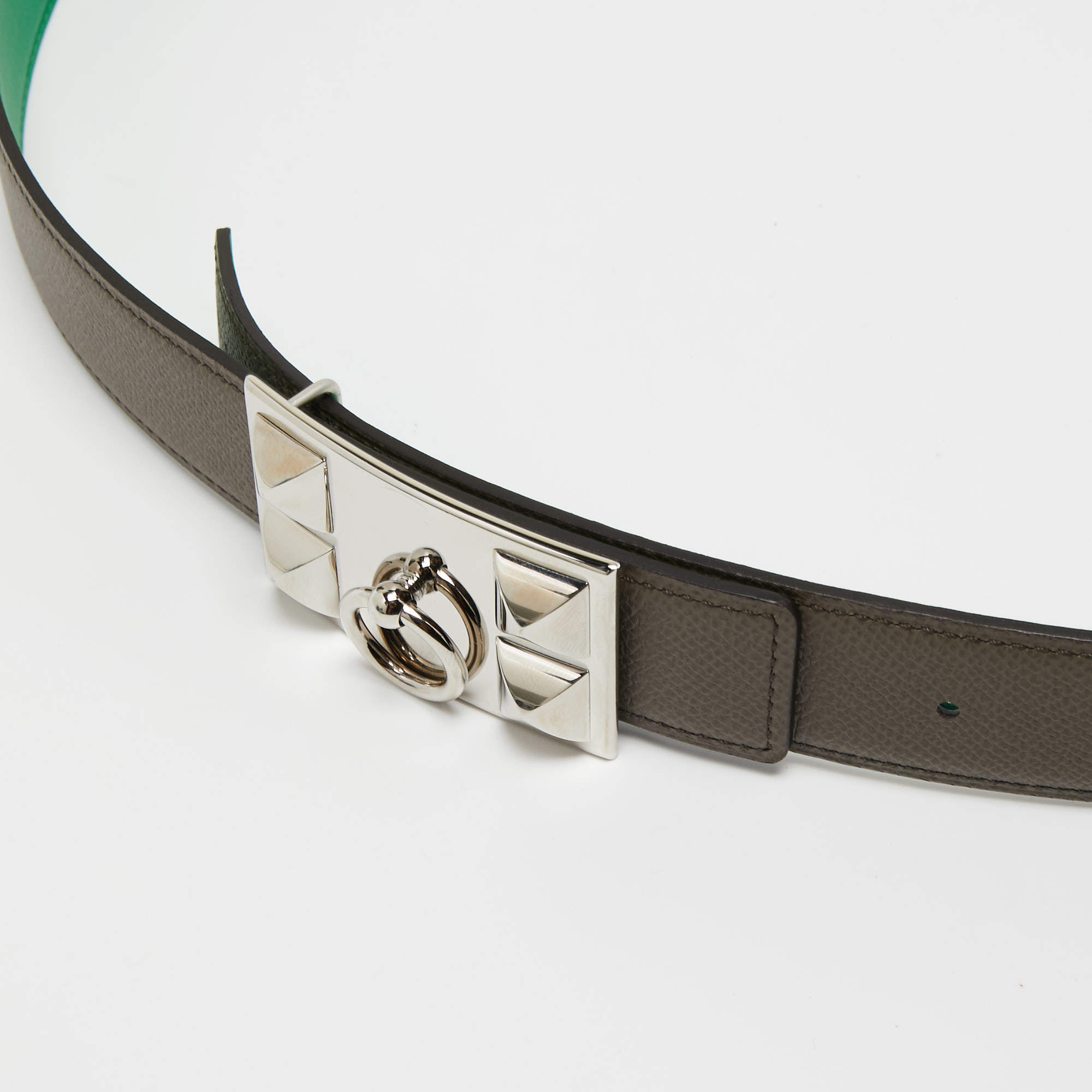 Hermes White/Natural Epsom and Swift Leather Collier de Chien Medor Belt  90CM Hermes