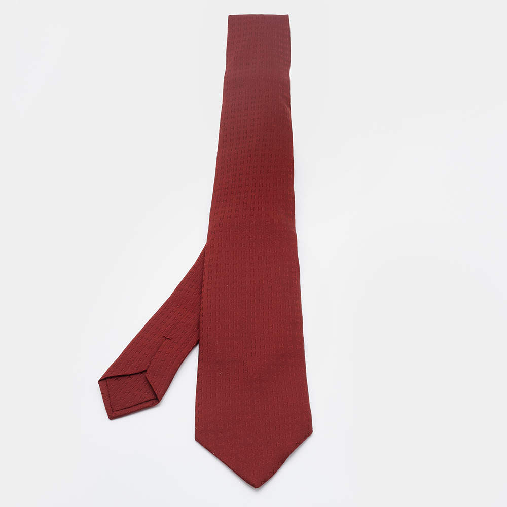 Pre Owned Hermes Raisin Faconnee H Silk Tie