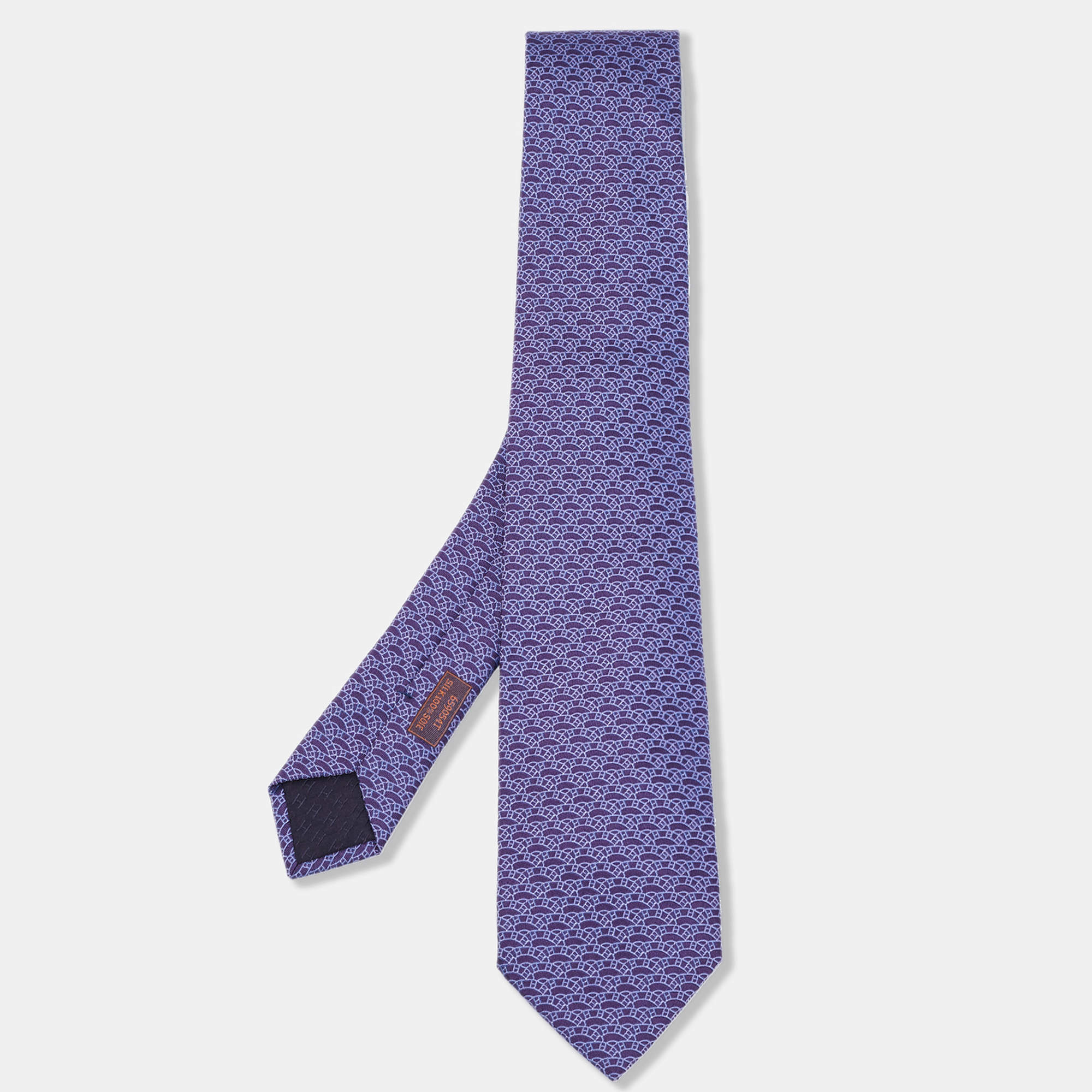 Pre Owned Hermès Purple Jacquard Motif Silk Tie