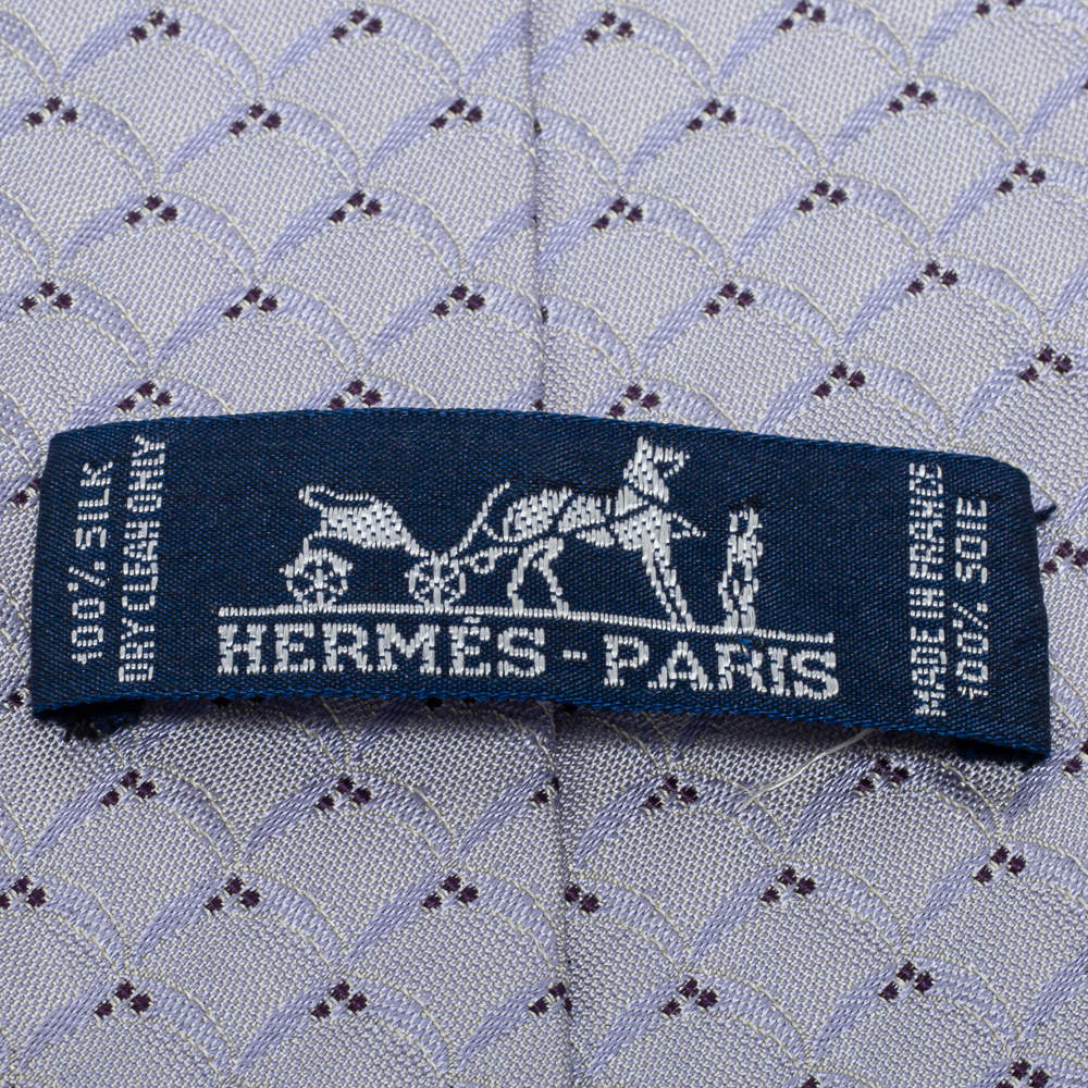 Hermes Purple Metallic Effect Thick Silk Tie New! - poupishop