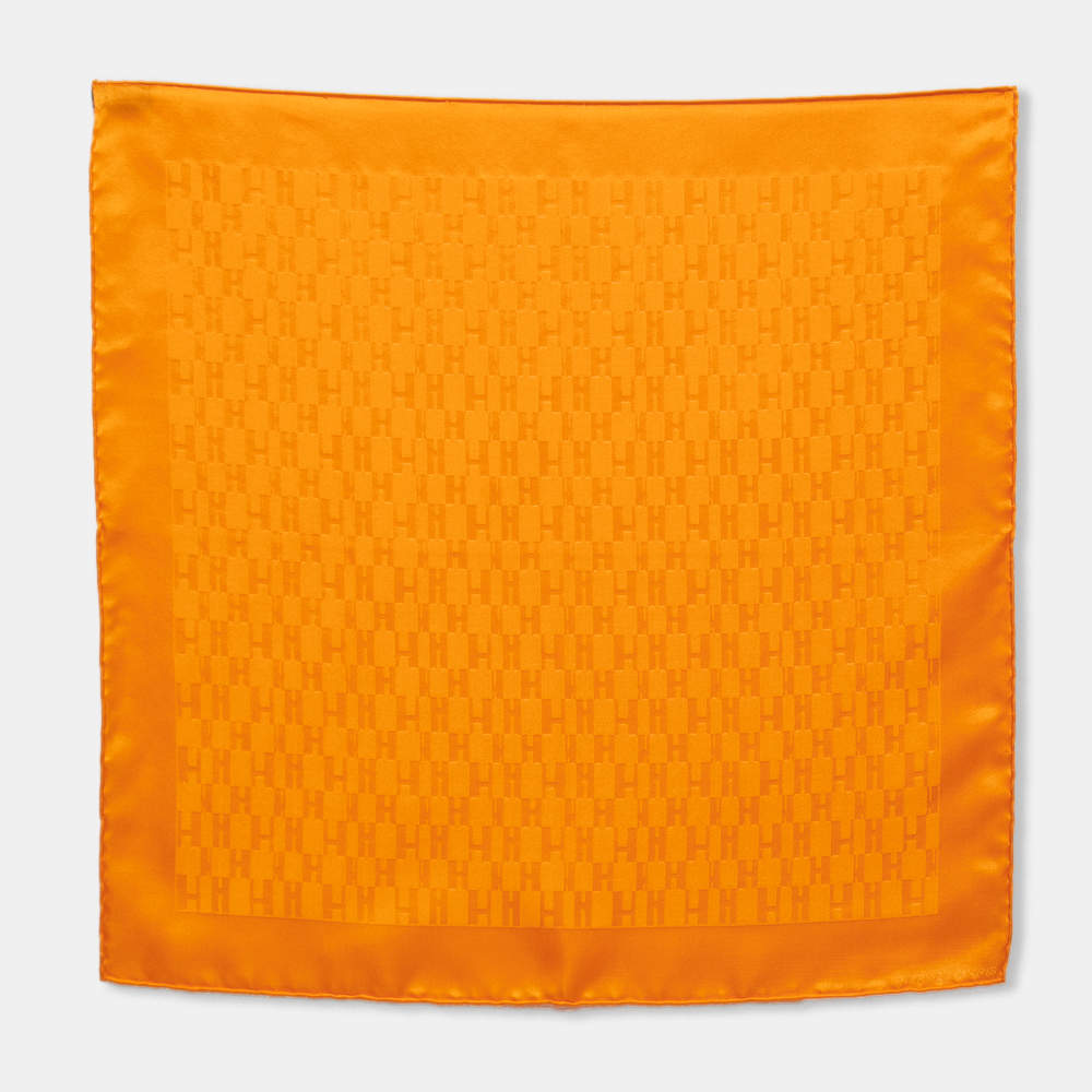 Hermès Orange Silk Pocket Square