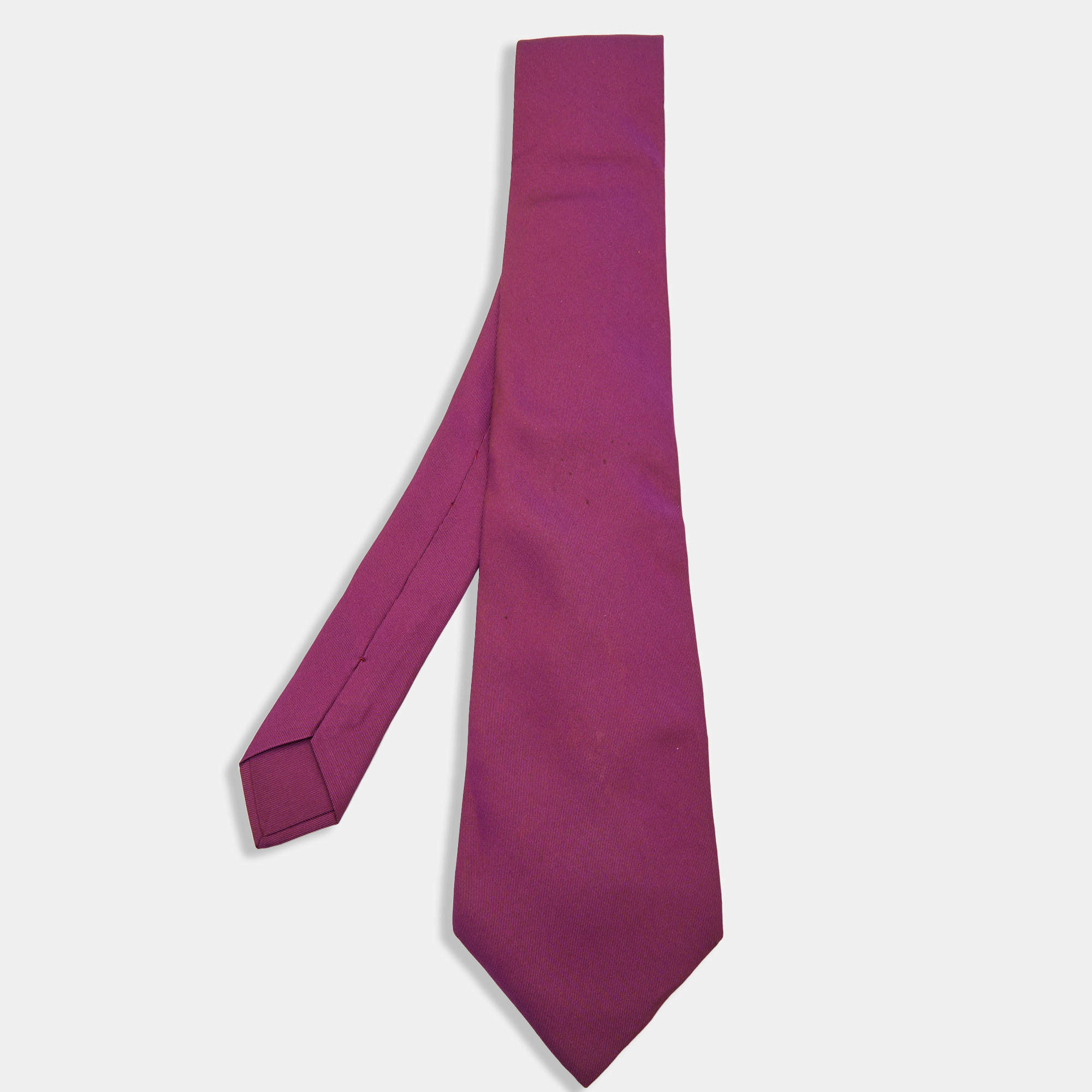 Pre Owned Hermes Purple Silk Traditional Tie