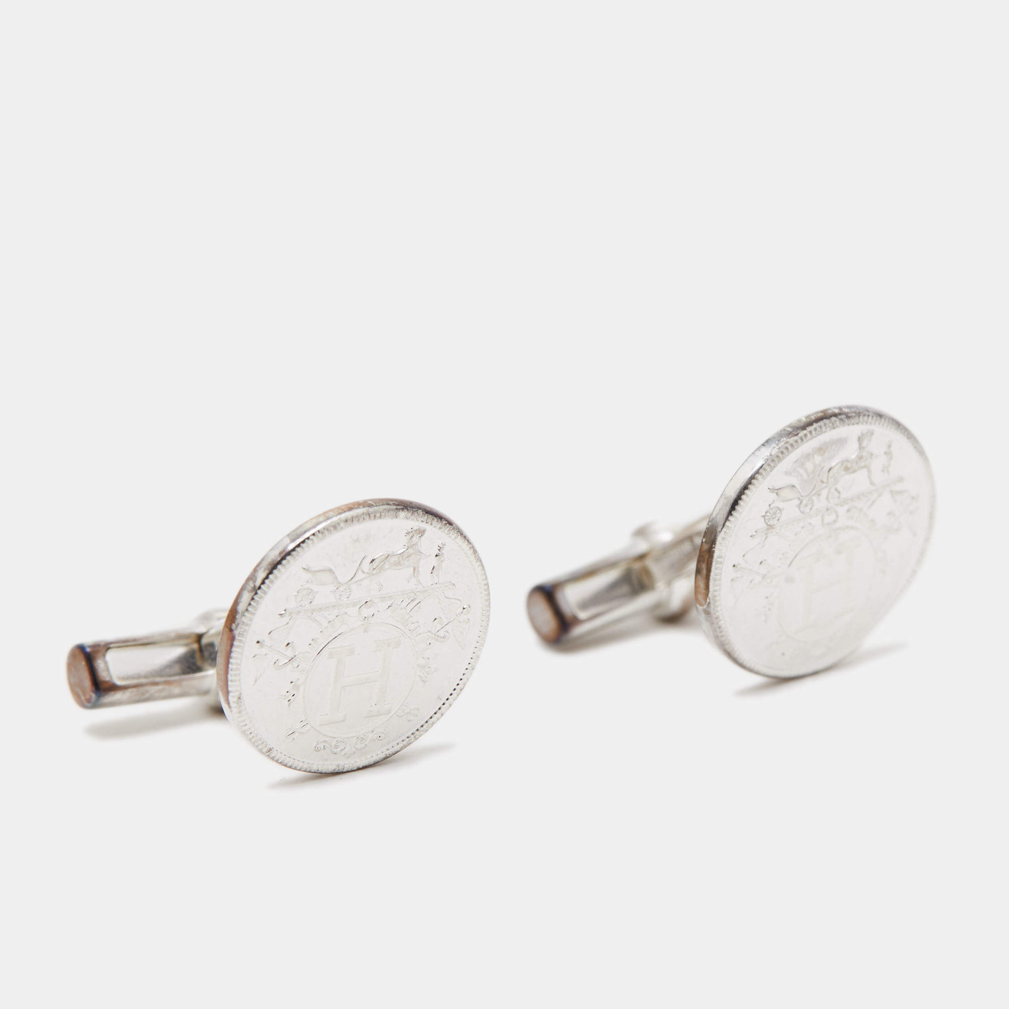 Hermès  Ex-Libris Sterling Silver Cufflinks