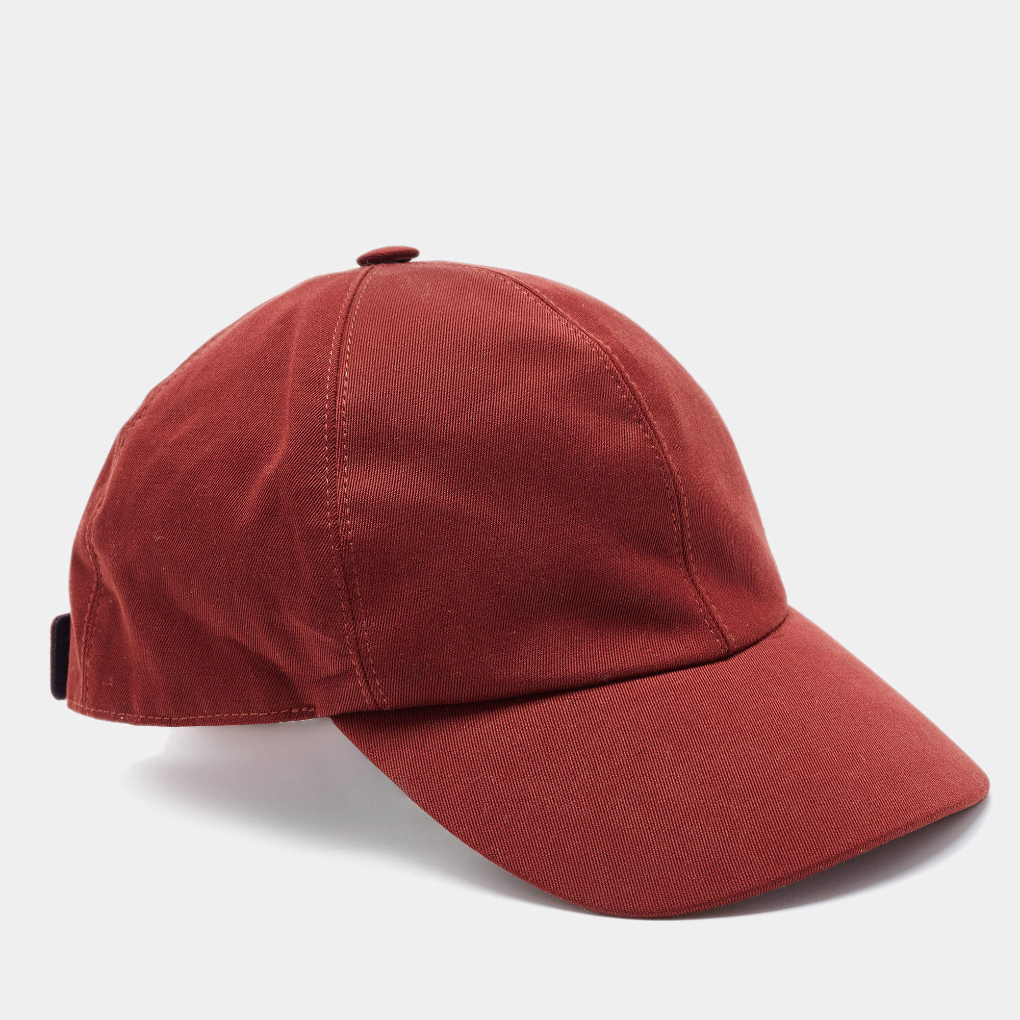Hermès Brown Logo Embroidered Cotton Baseball Cap Size 59