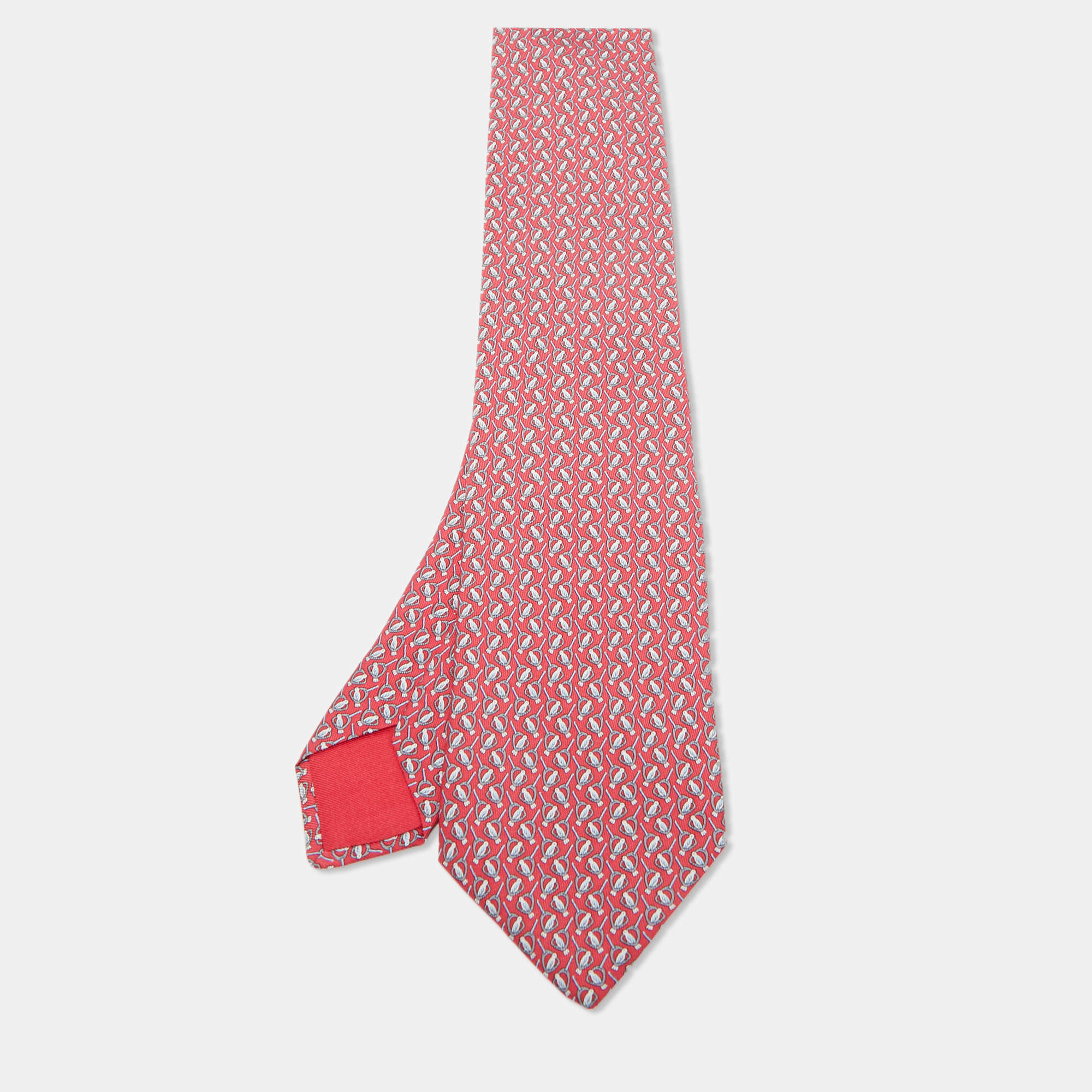 Hermès Red Birds Print Silk Tie