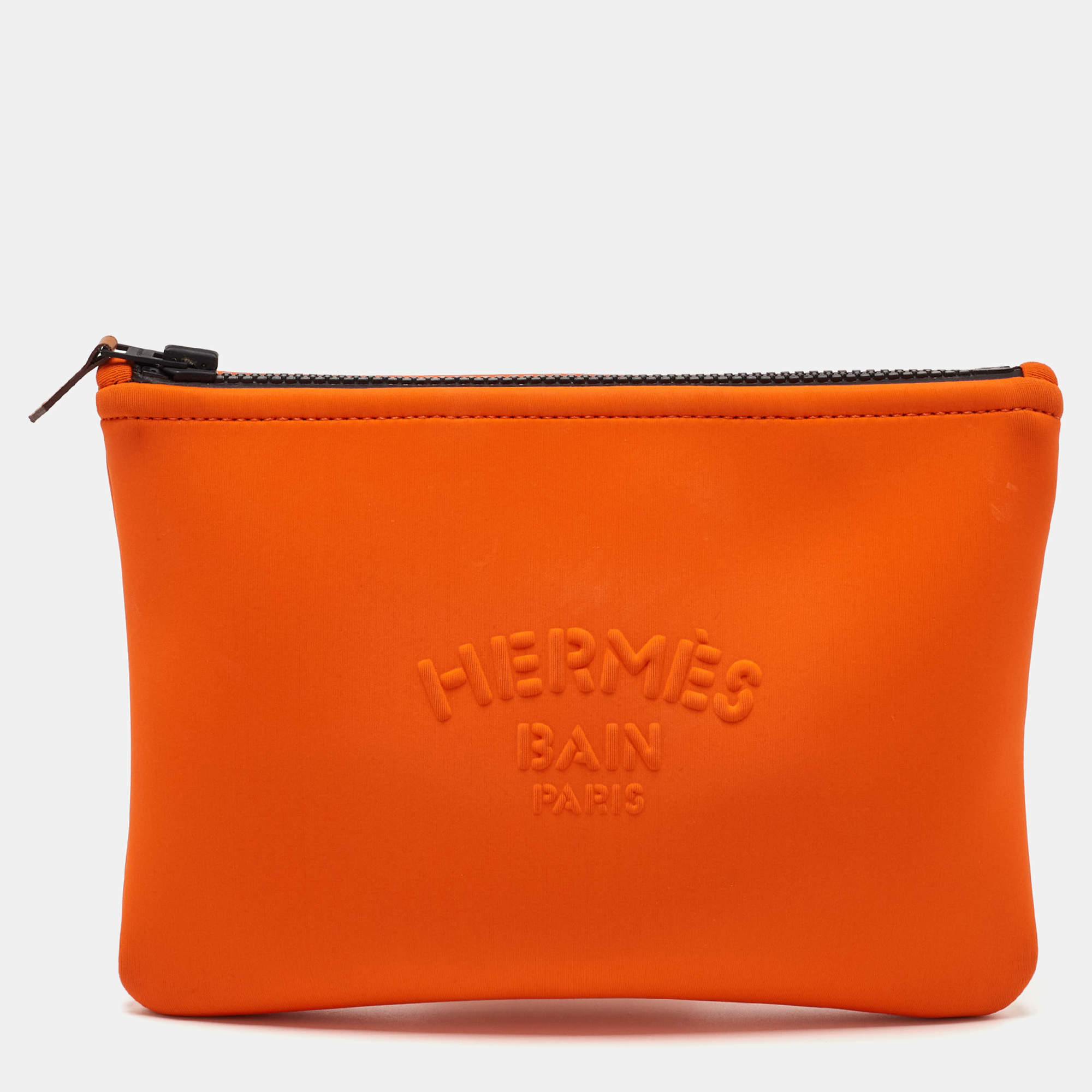 Hermes Neon Orange Neoprene Small Neobain Pouch