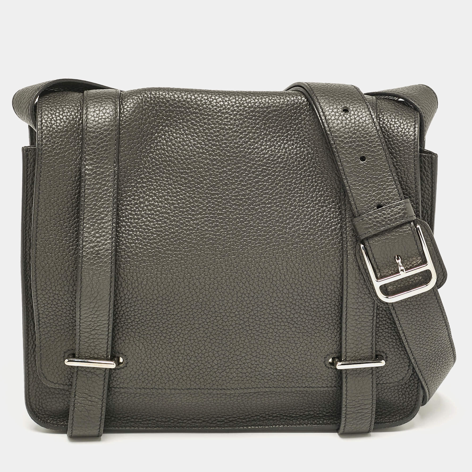 Hermes Noir Taurillon Clemence Leather Steve Caporal 28 Bag