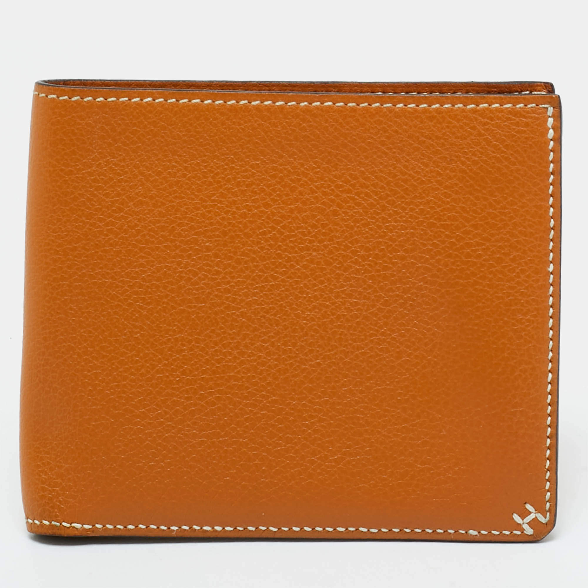 Pre Owned Hermès Toffee Evercolor Leather H Sellier Bifold Wallet
