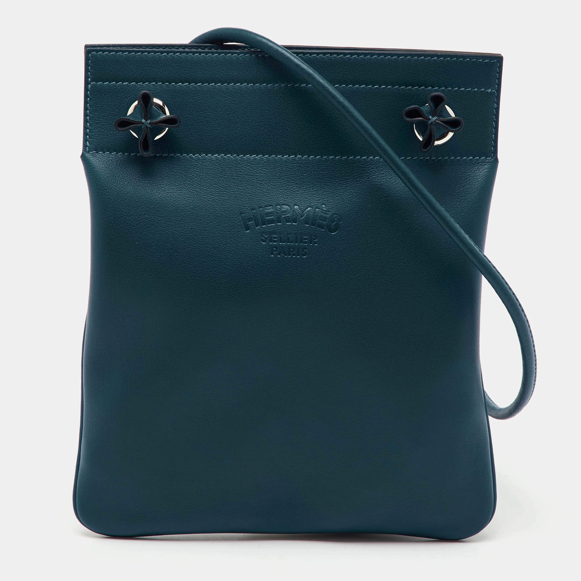 Pre Owned Hermes Bleu Thalassa Swift Leather Mini Aline Bag