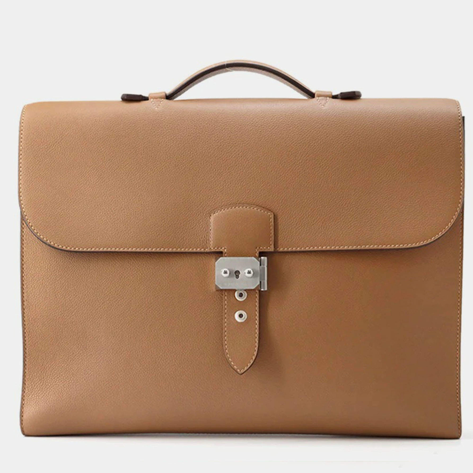 Pre Owned Hermes Sac A Depeches Light Tabac Camel Evercolor Size 37
