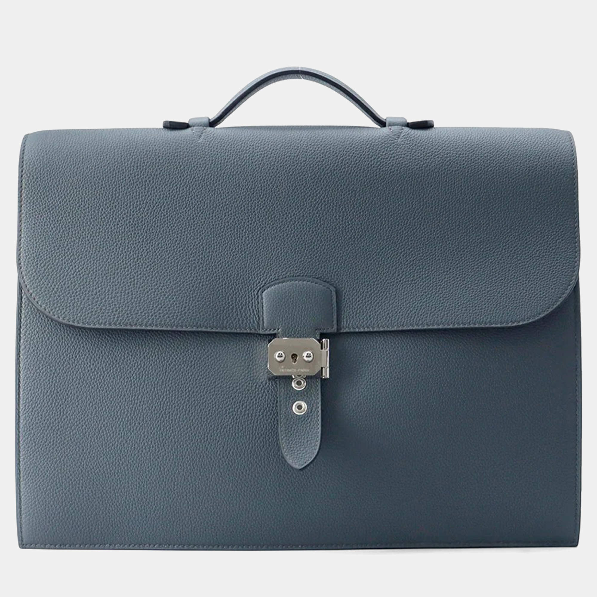 Pre Owned Hermes Sac Depeche Blue Orage Togo Leather Size 38